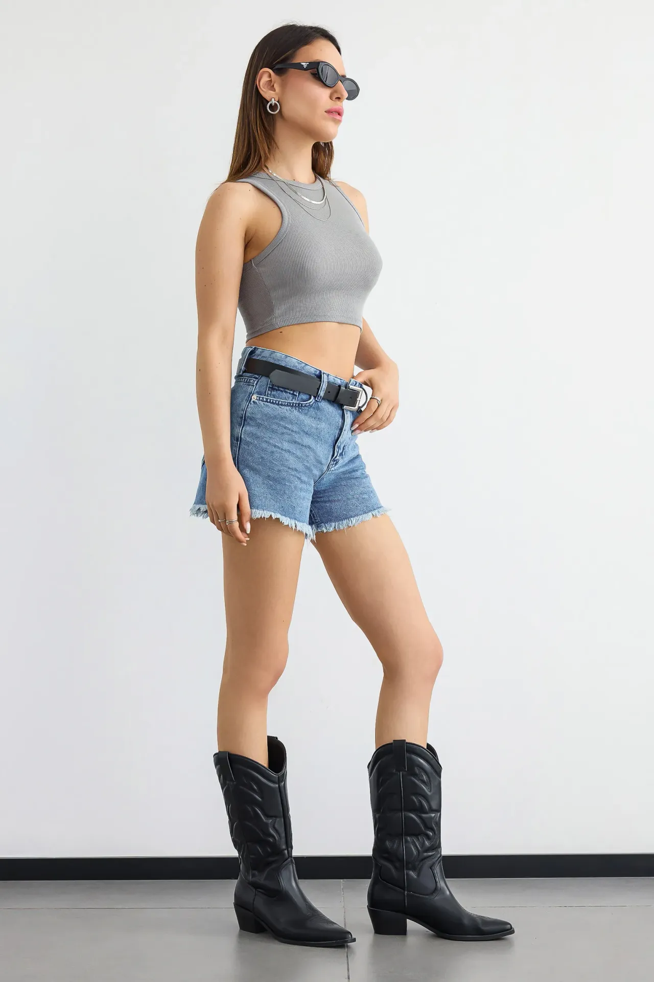 Basic Woven Crew-Neck Tank Top