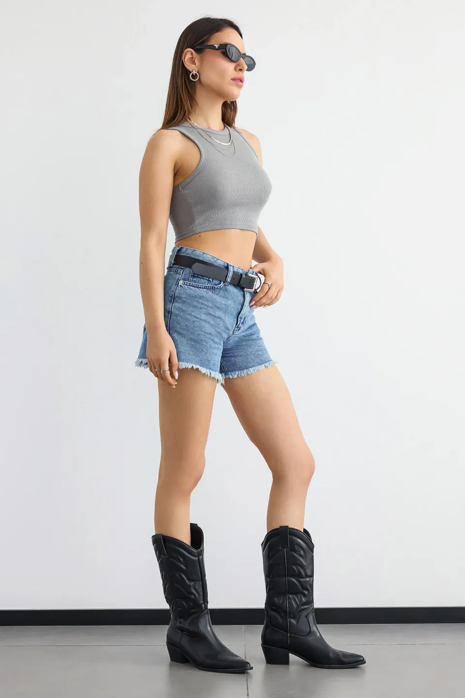 Basic Woven Crew-Neck Tank Top