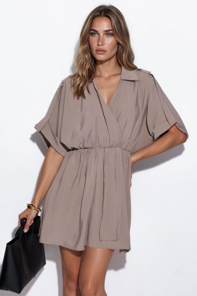 BUSEM Textured Mini Wrap Dress