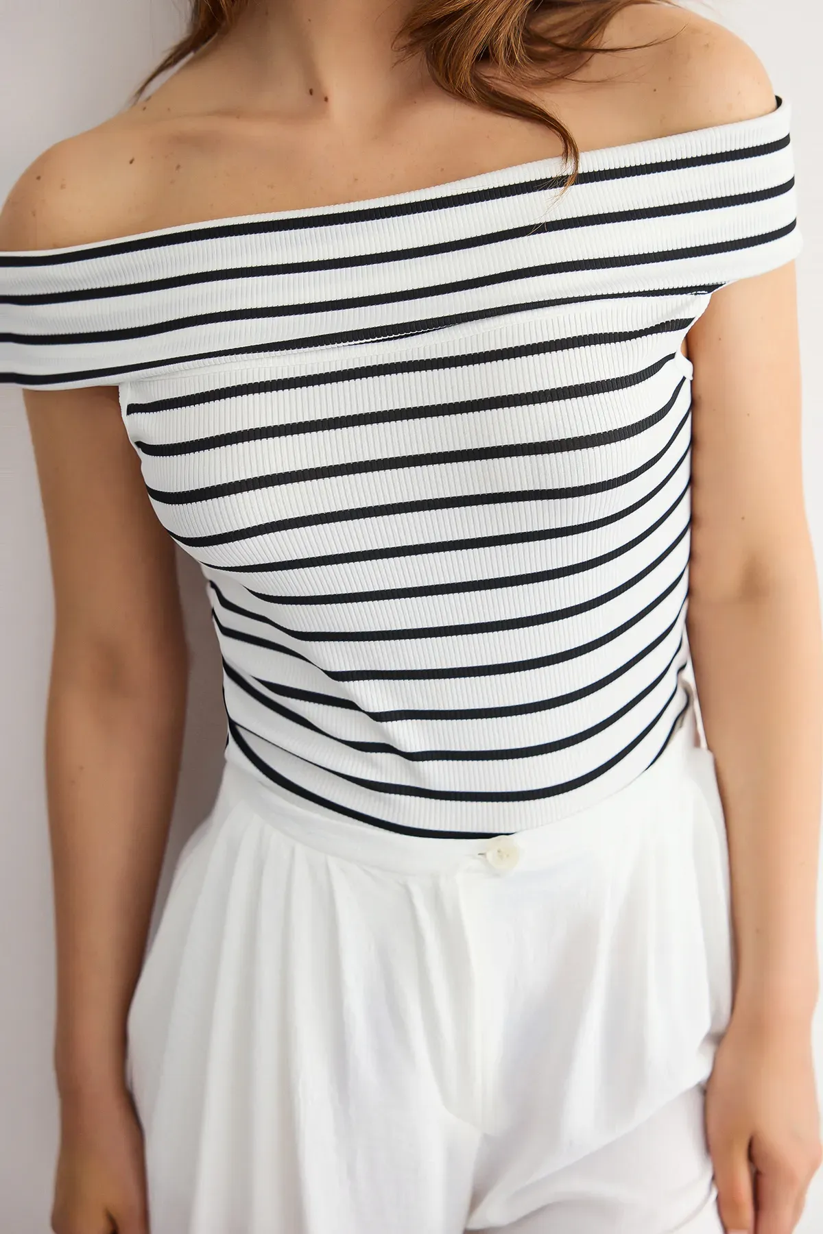 Striped Off-Shoulder Top 5