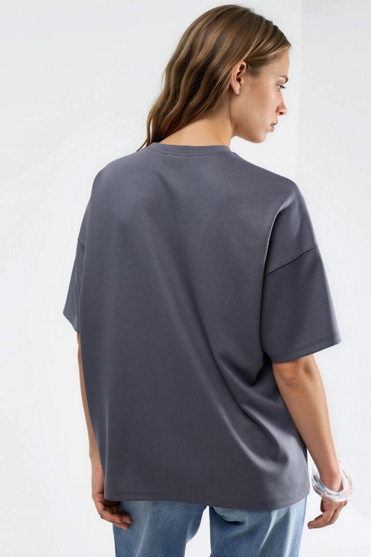 Oversized Crew Neck Modal Touch Knitted T-Shirt 3
