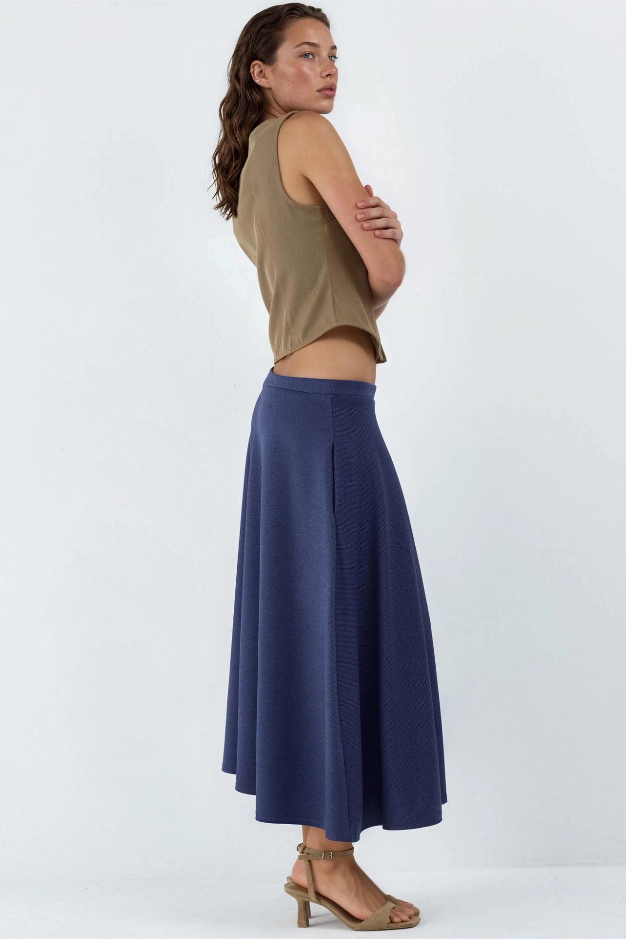 BUSEM High Waist A-Line Midi Skirt 5