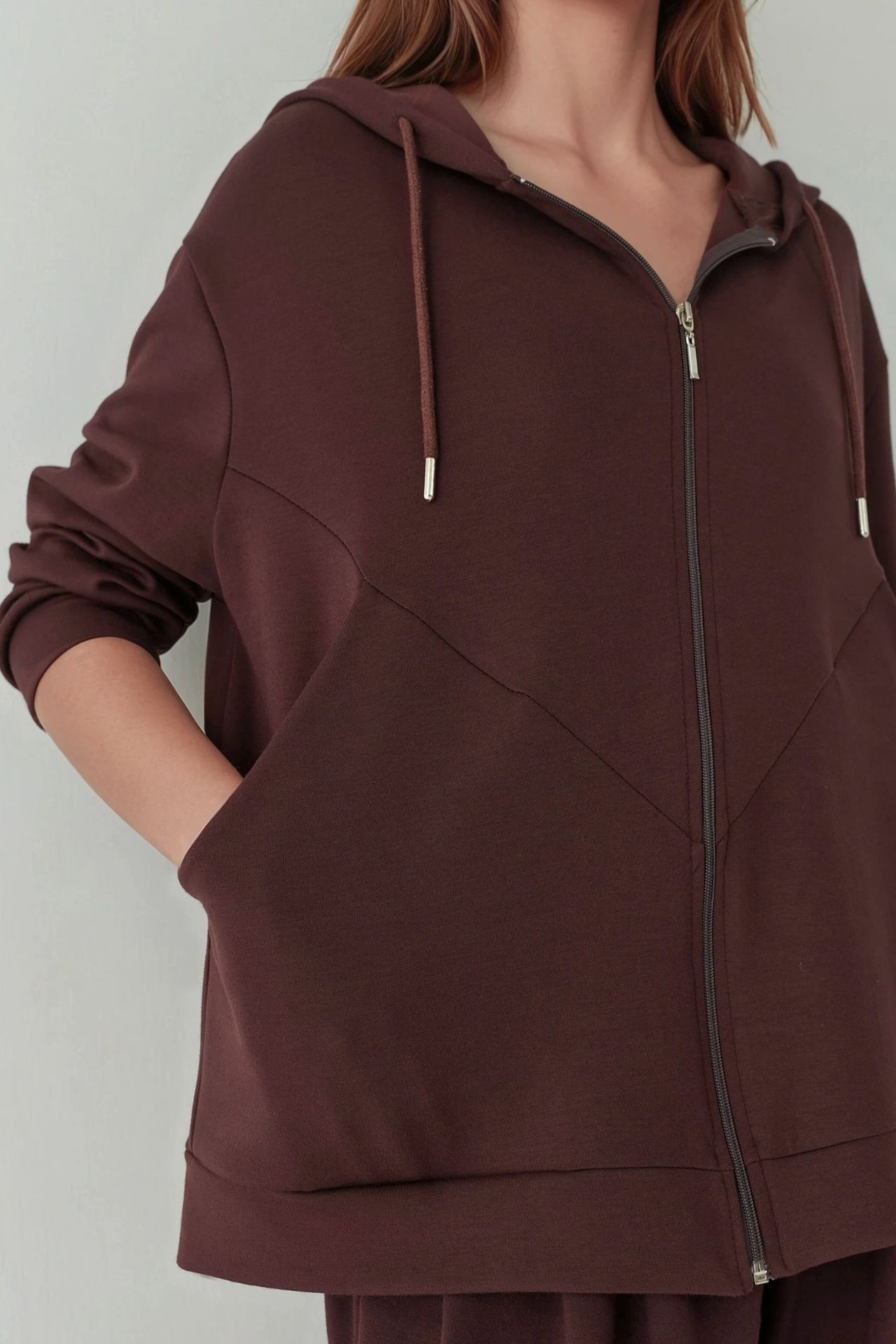 Modal Touch Fermuarlı Kapşonlu Sweatshirt 6