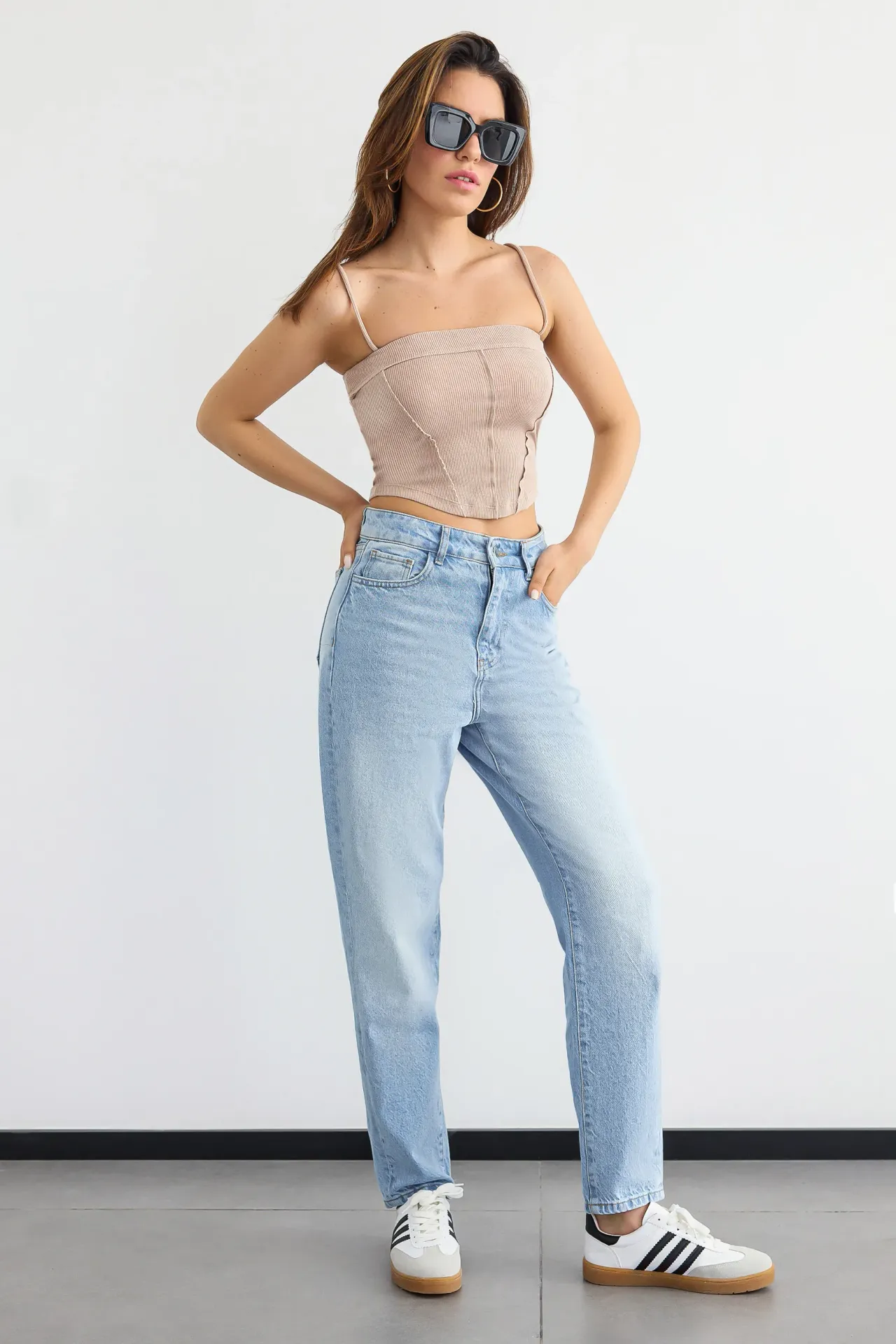 Ribbed Corset Cami Top with Front Seam