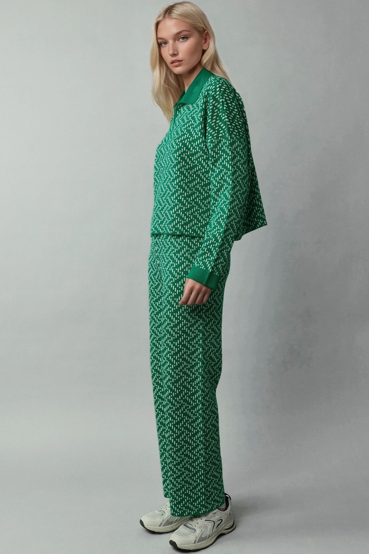 MY FASHION Patterned Knitwear Polo Sweater 3
