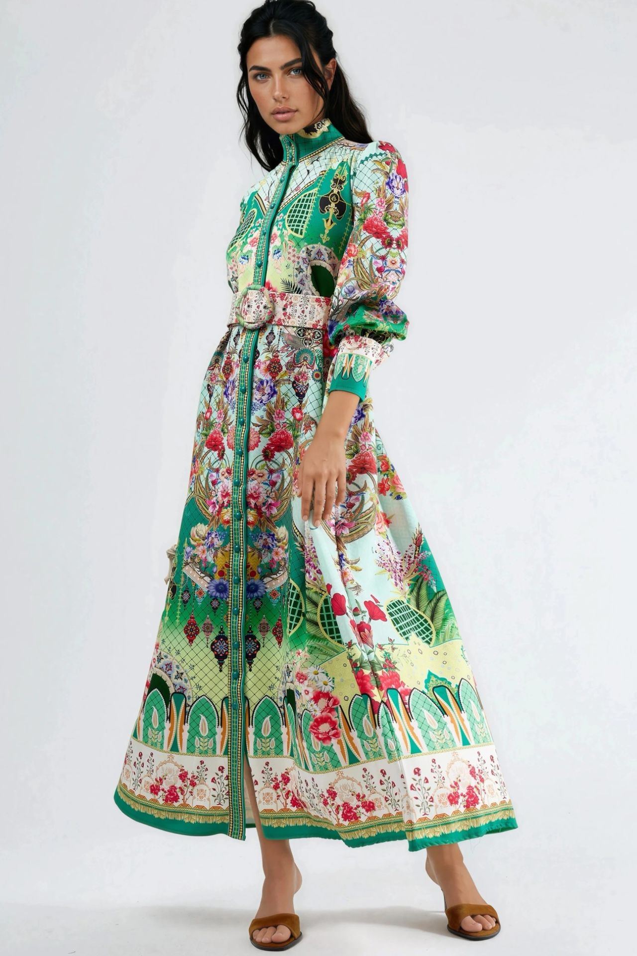 MSN Floral Belted Maxi Dress