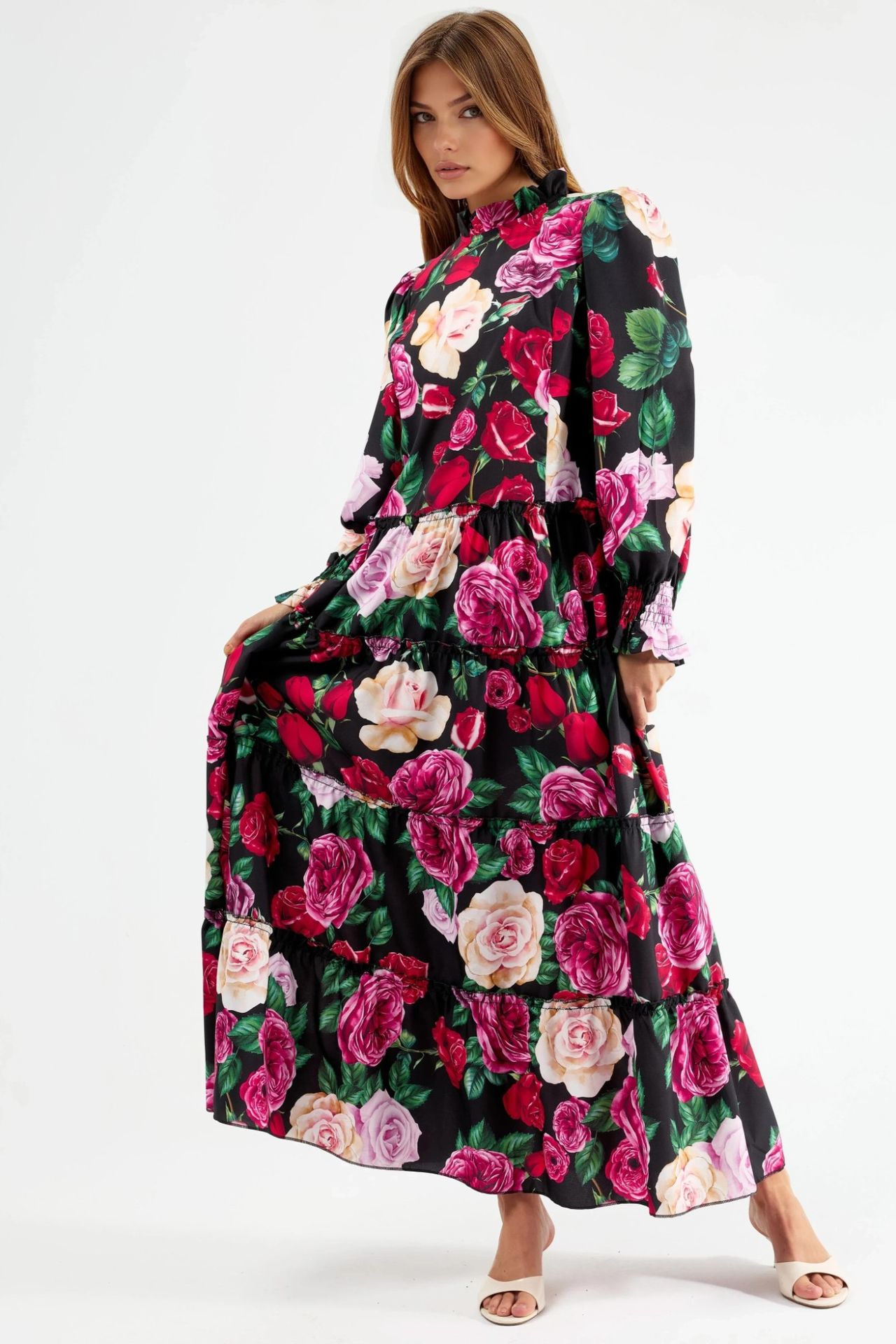 MSN Floral Crew Neck Maxi Dress 4