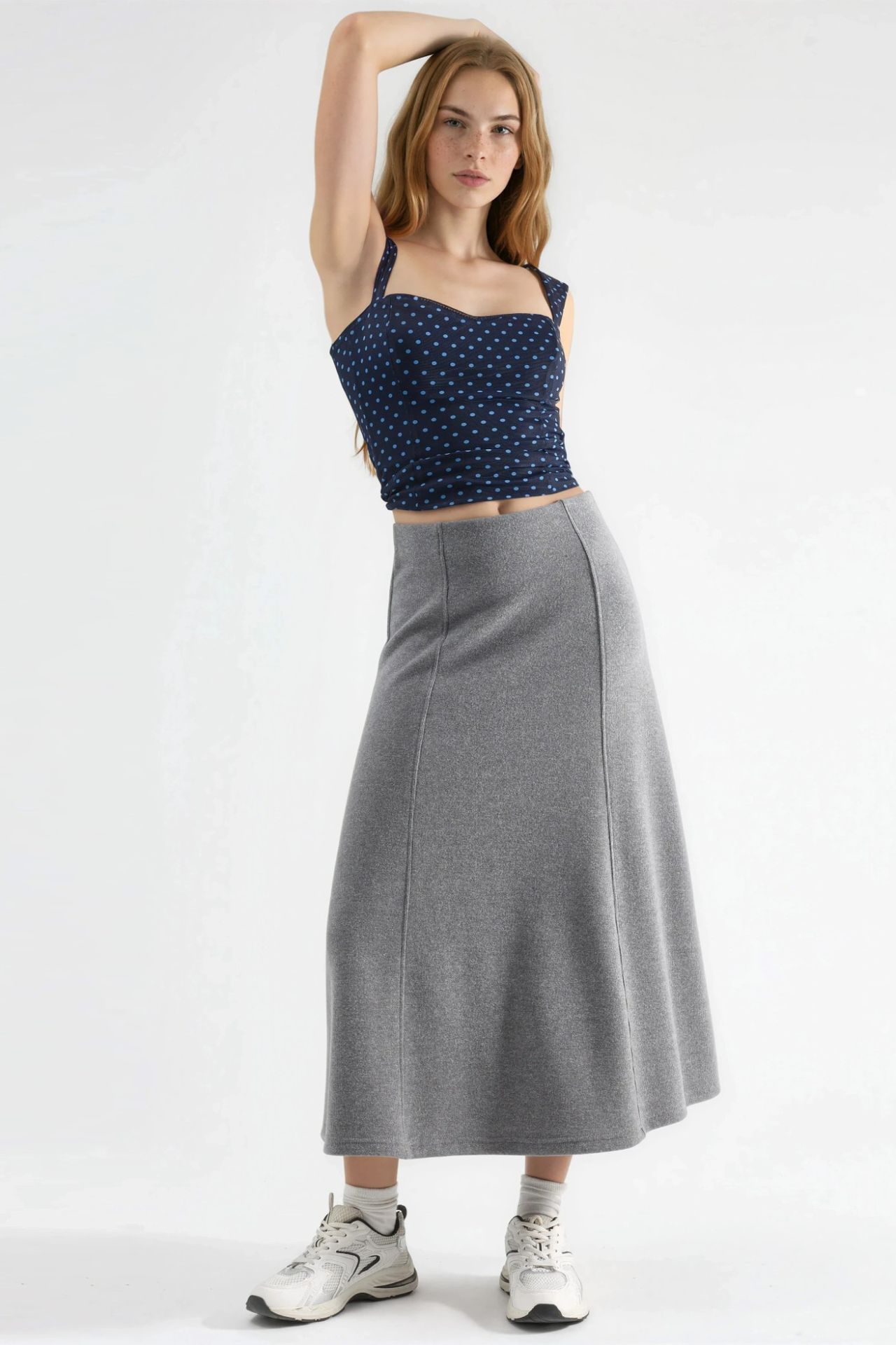 BUSEM Soft Textured A-Line Midi Skirt 2