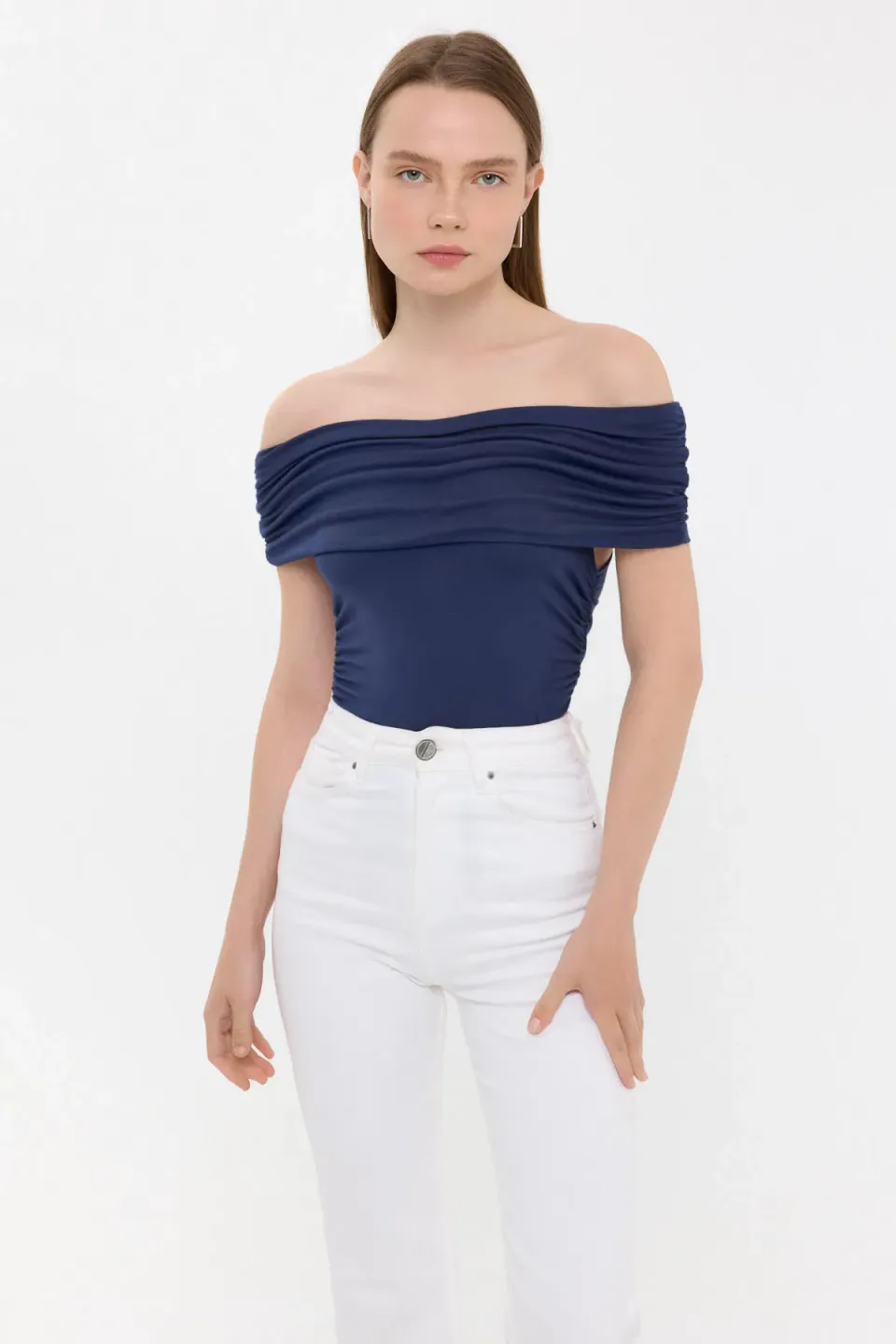 Off-Shoulder Ruched Bodycon Top