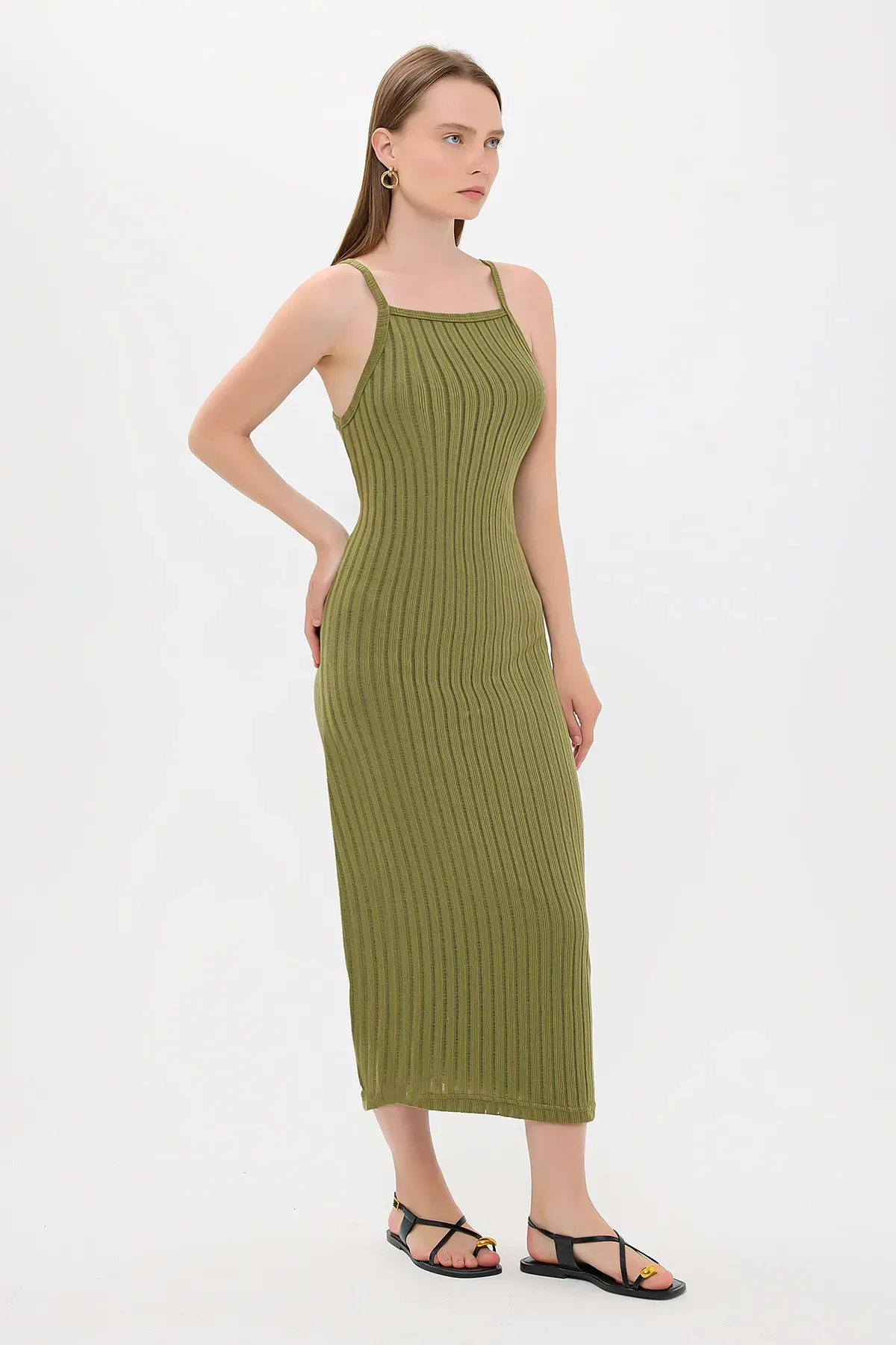Ribbed Halter Neck Midi Dress 2