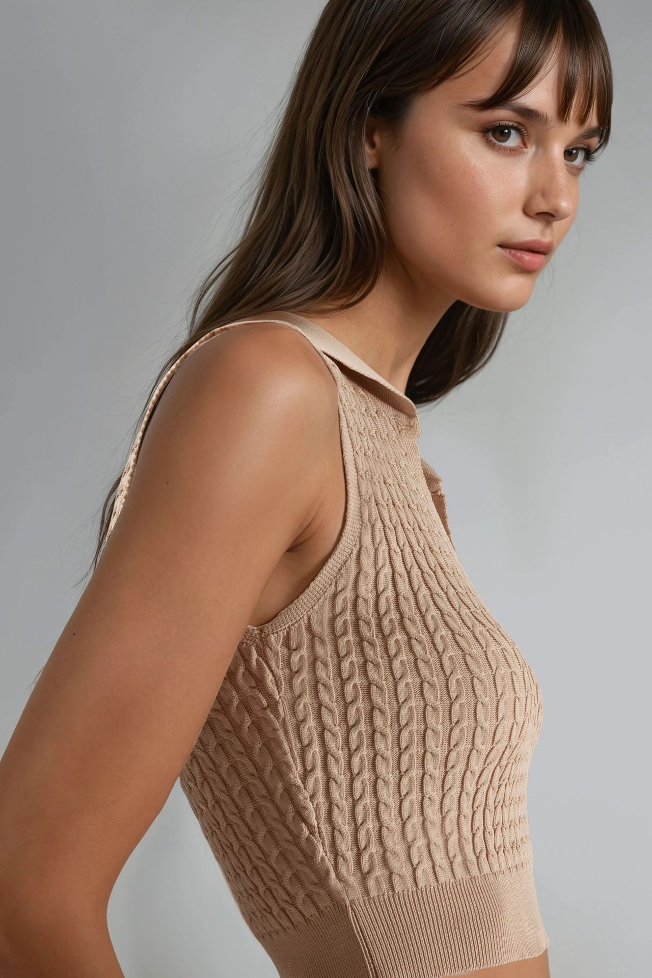 MY FASHION Cable Knit V Neck Sweater 4