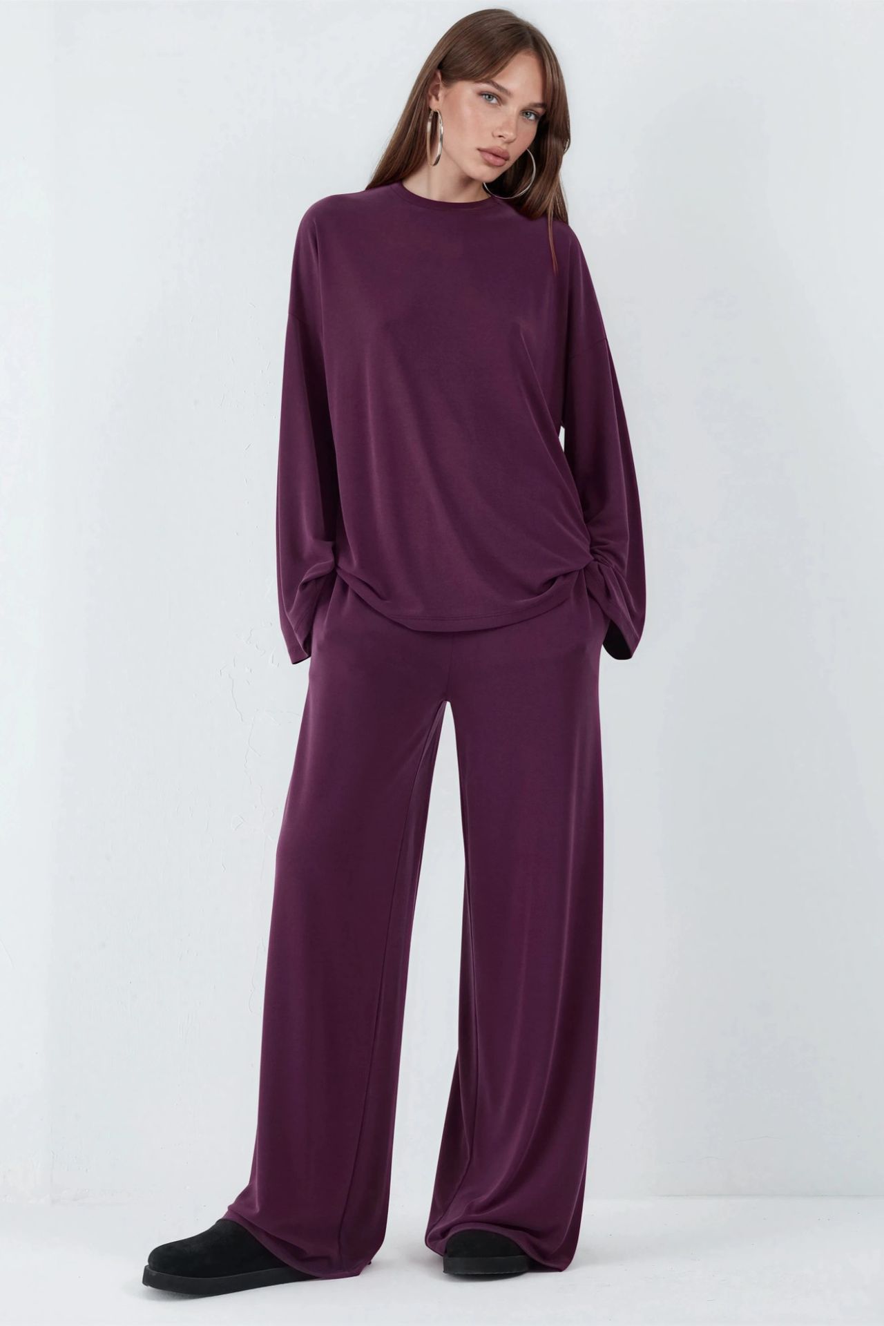 BUSEM Relaxed Fit Crew Neck Long Sleeve Blouse 2