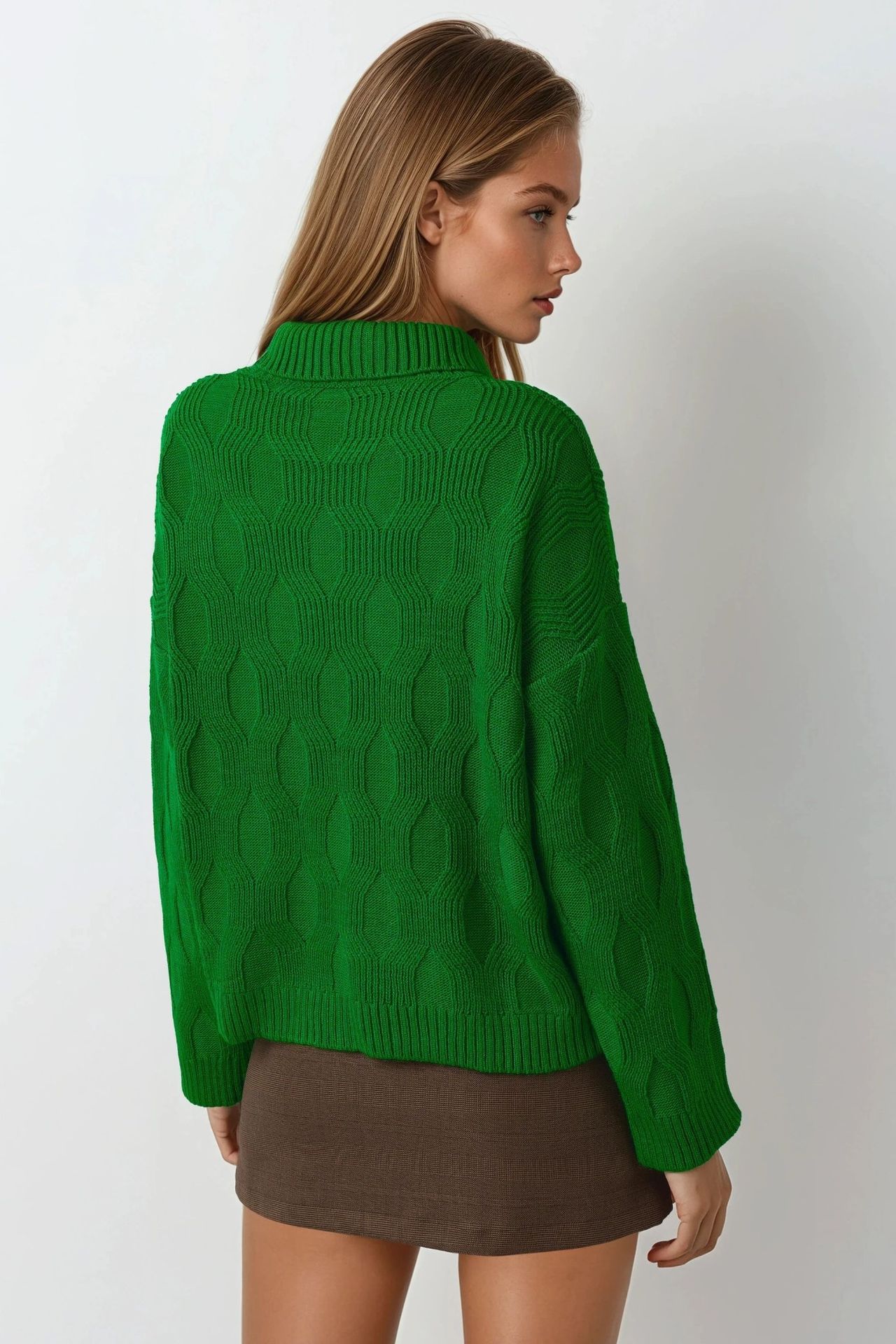MY FASHION Patterned Knit Sweater with Collar Detail 3