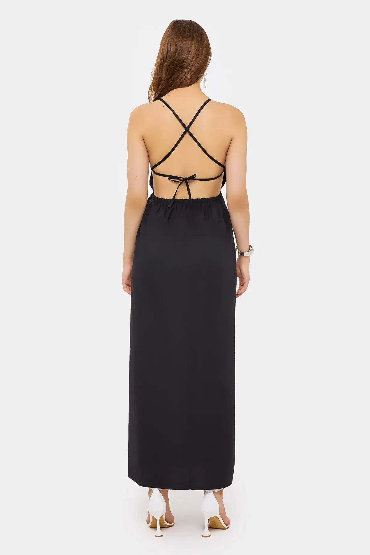 Cotton Maxi Dress with Spaghetti Straps and Tie-Back 4