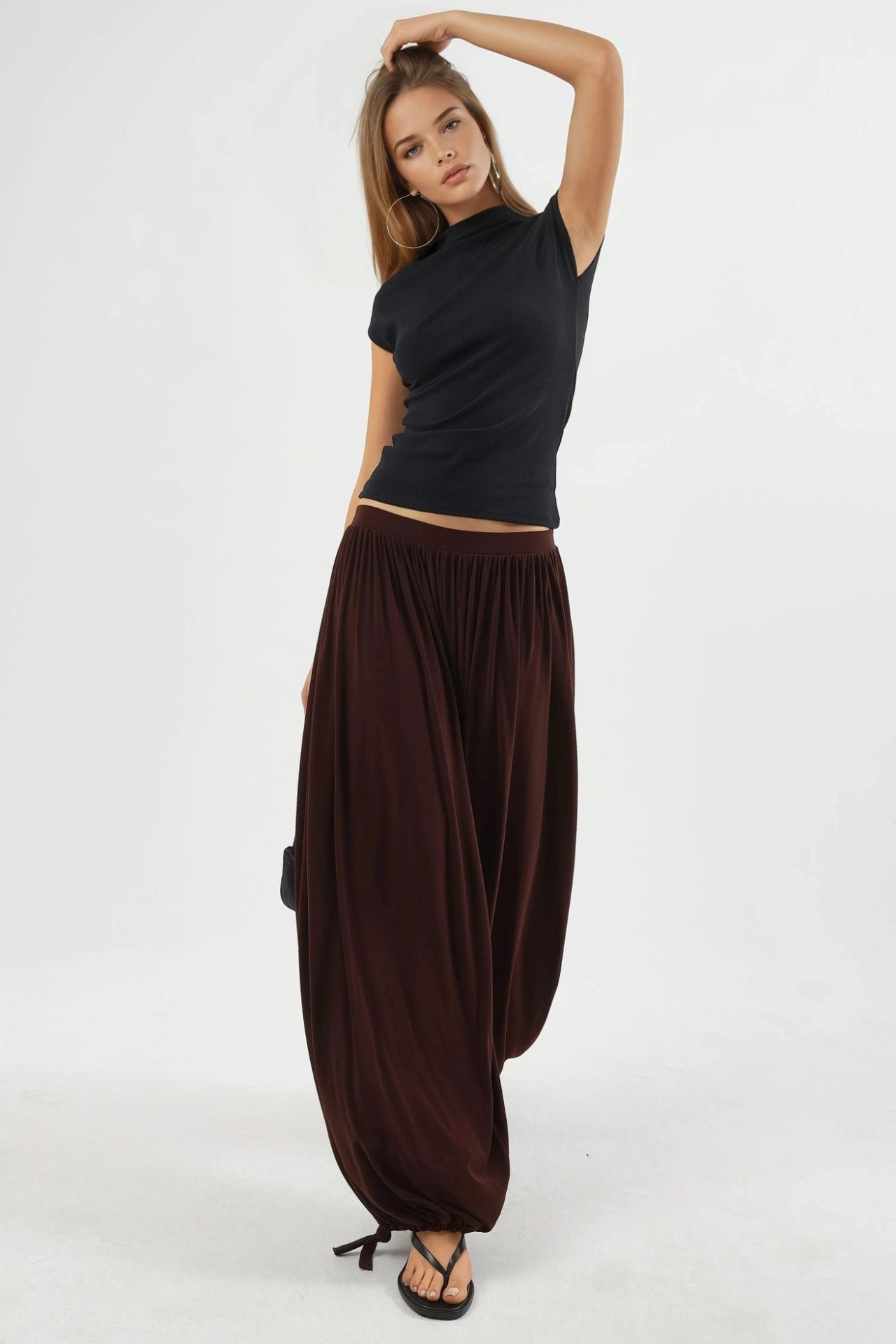 Fitted Mock Neck Cap Sleeve Knitted Blouse