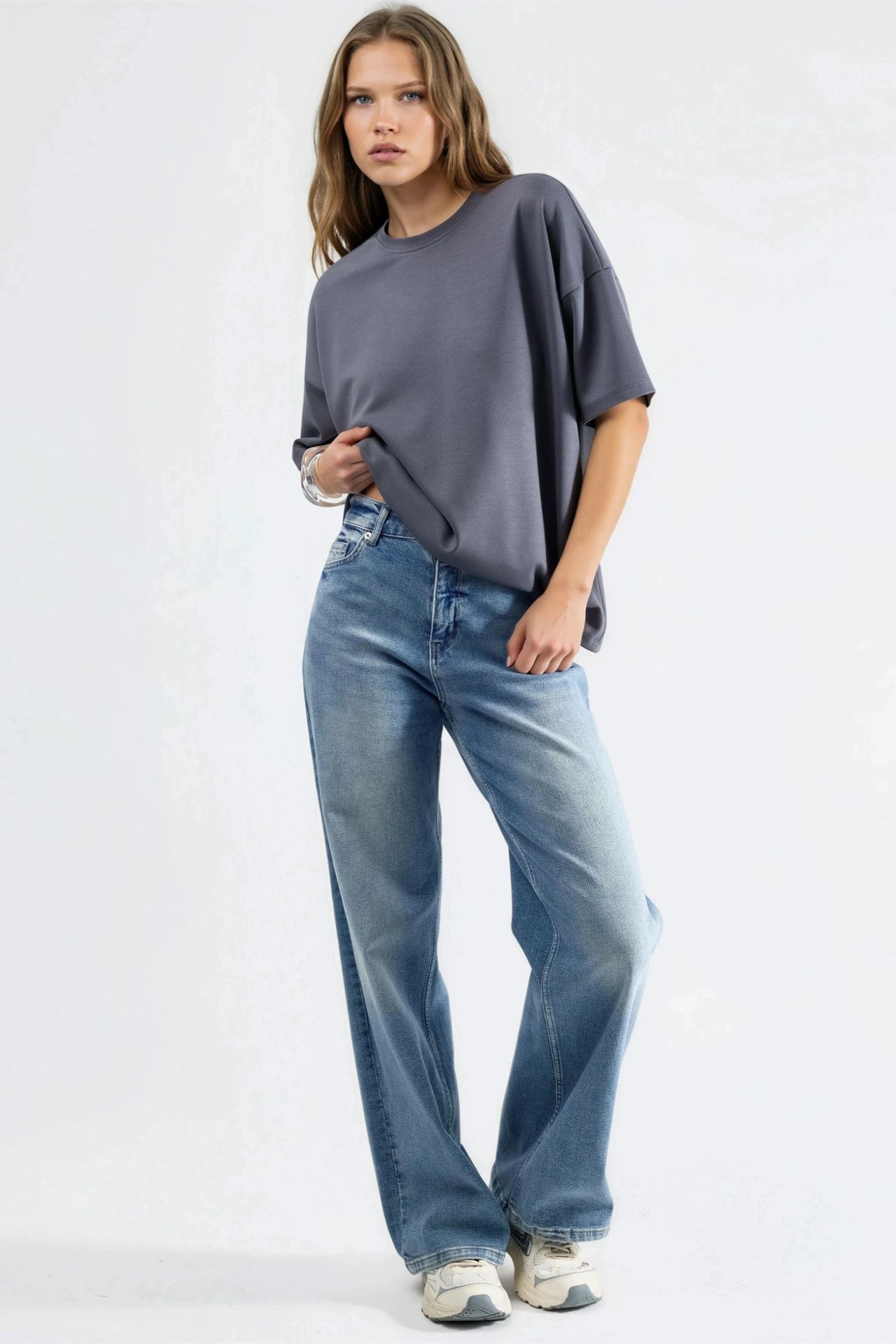 Oversized Crew Neck Modal Touch Knitted T-Shirt 5