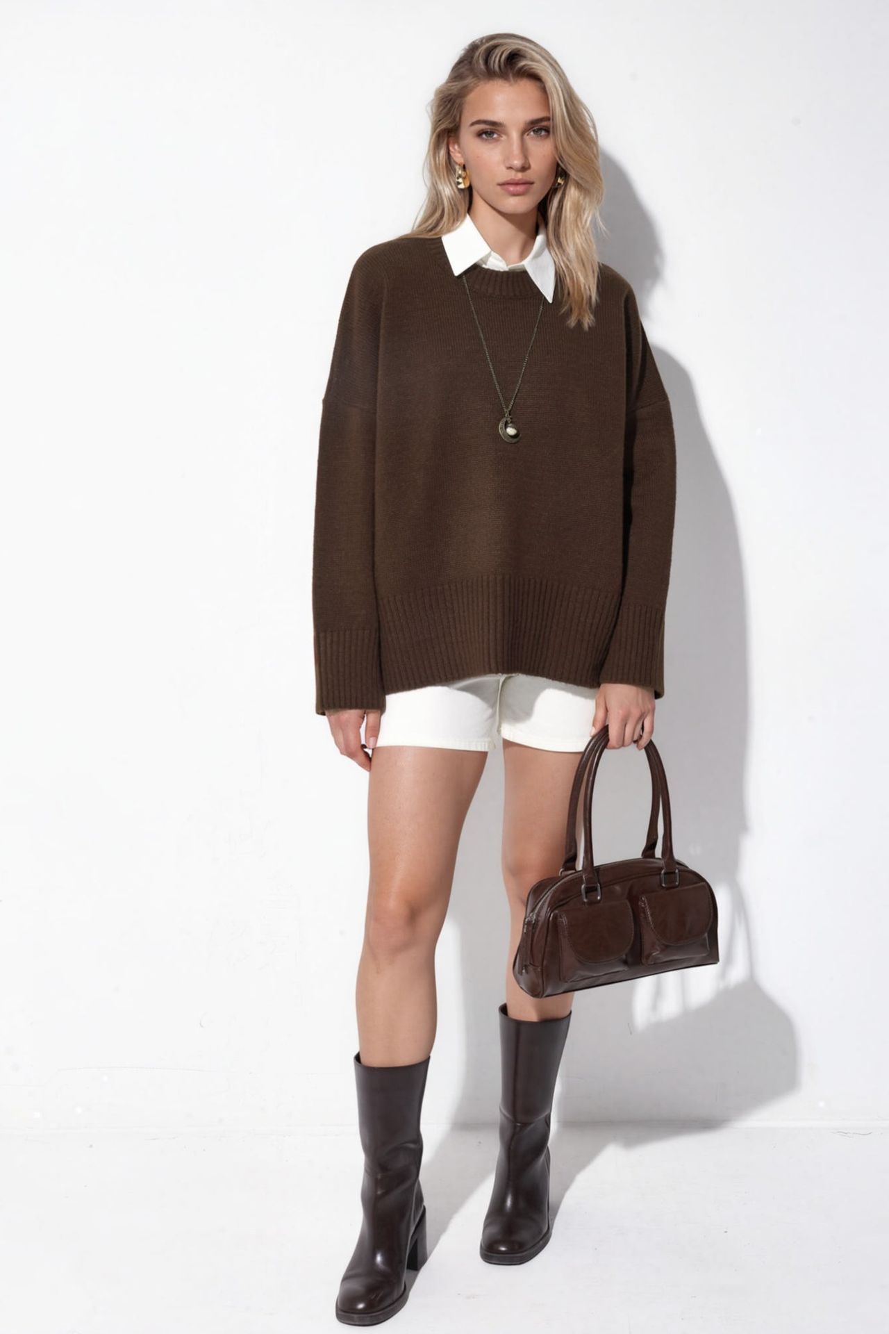 Oversized Crew Neck Knit Sweater 4