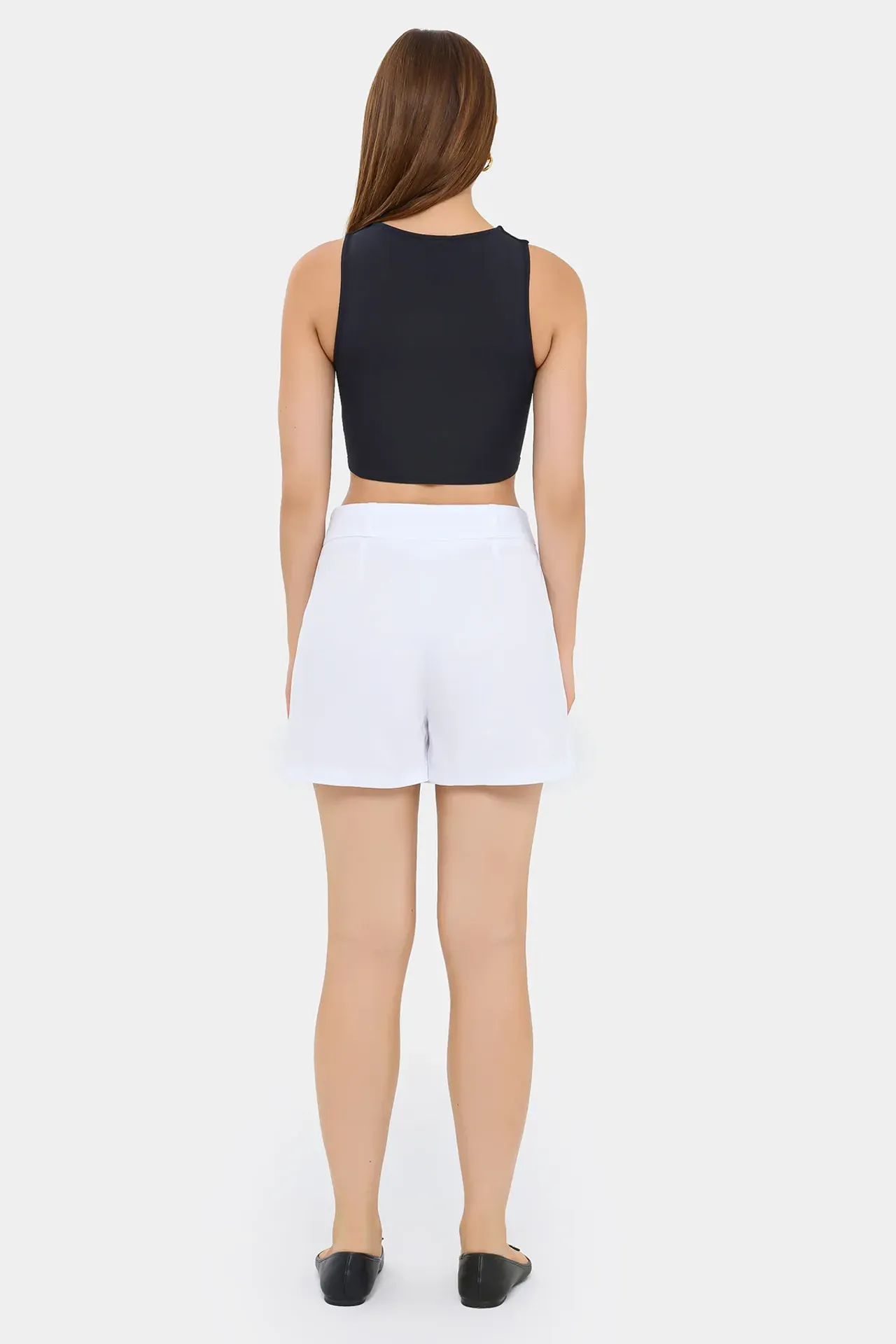 Pleated-Front Mid-Rise Cotton Skort