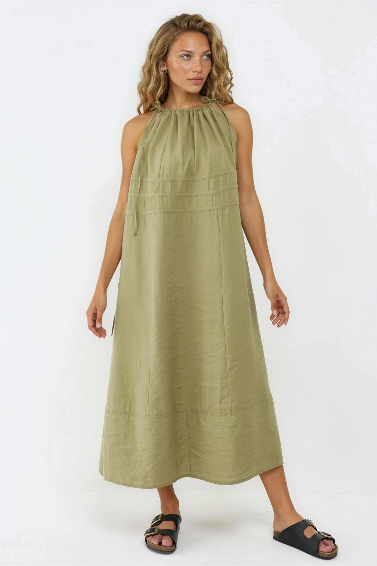 BUSEM Ruched Strap Midi Dress 4