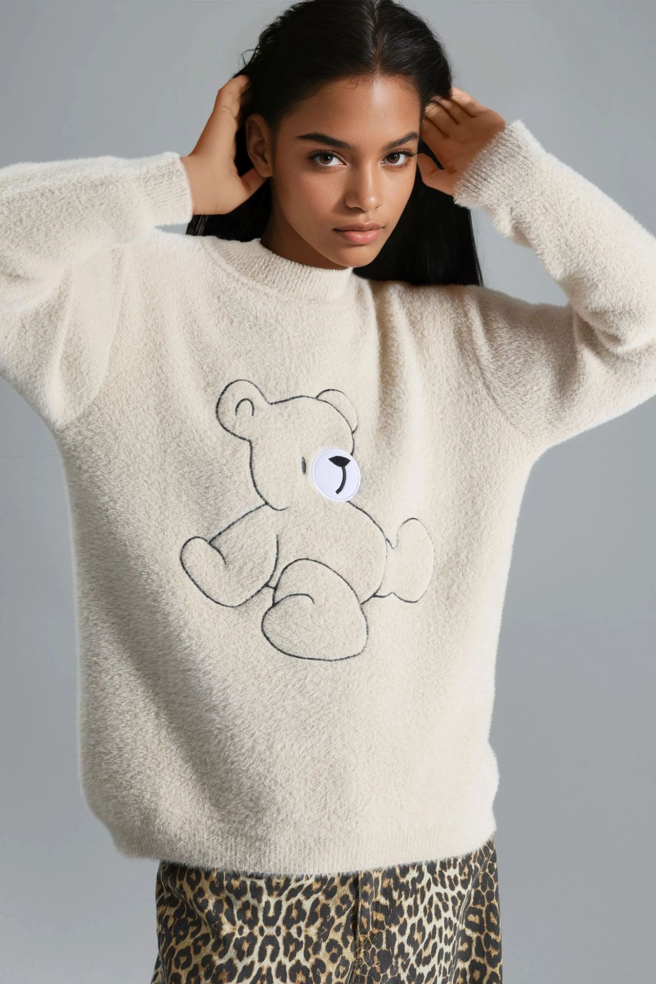 MY FASHION Oversize Teddy Bear Plush Sweater 1