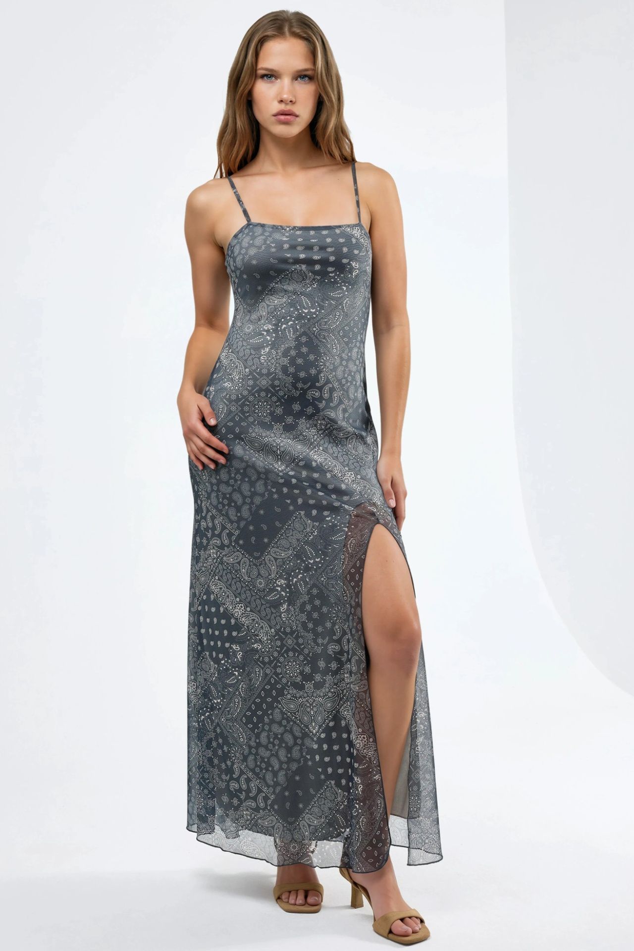 Square Collar Printed Midi Dress 6
