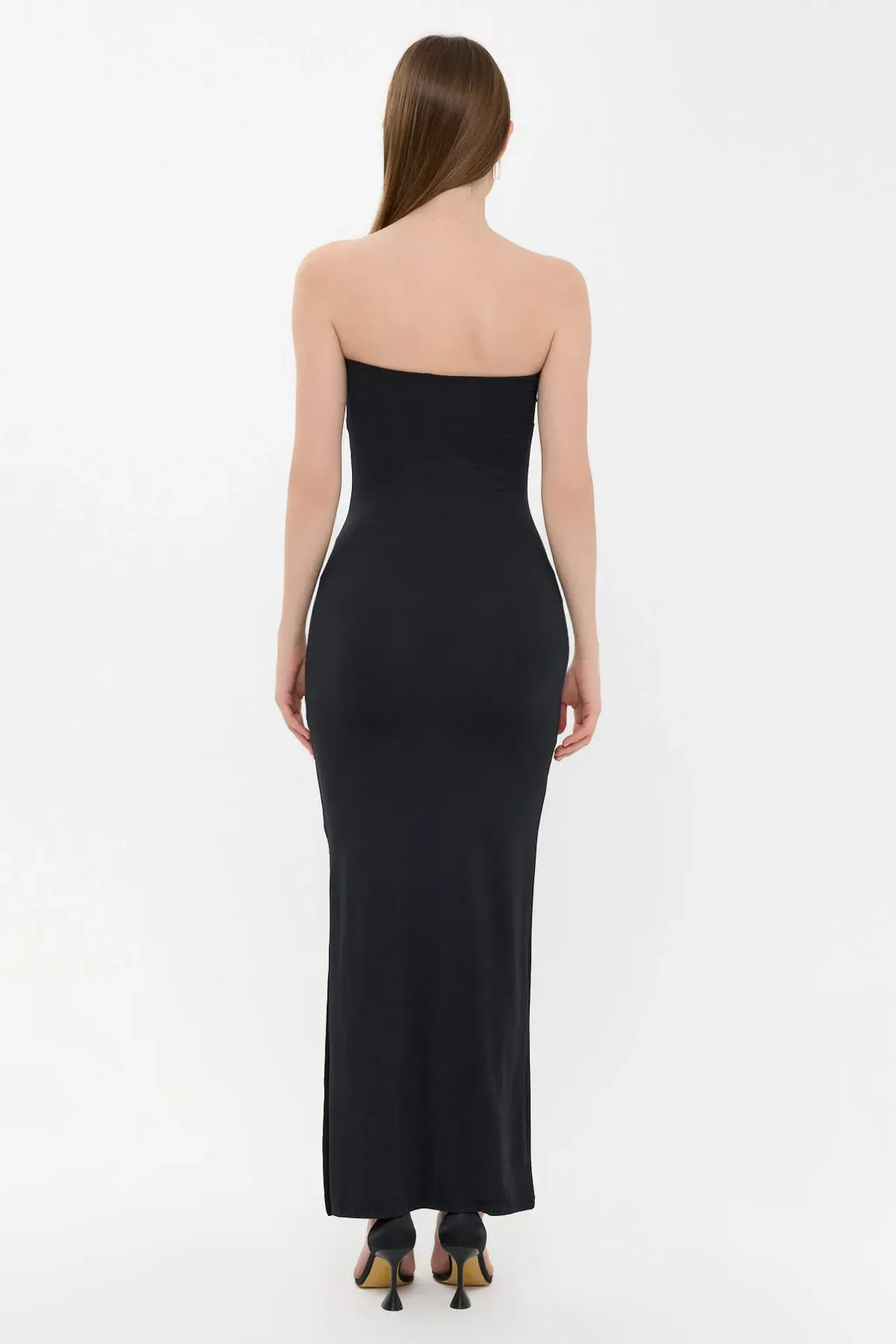 Strapless Bodycon Maxi Dress with Side Slit