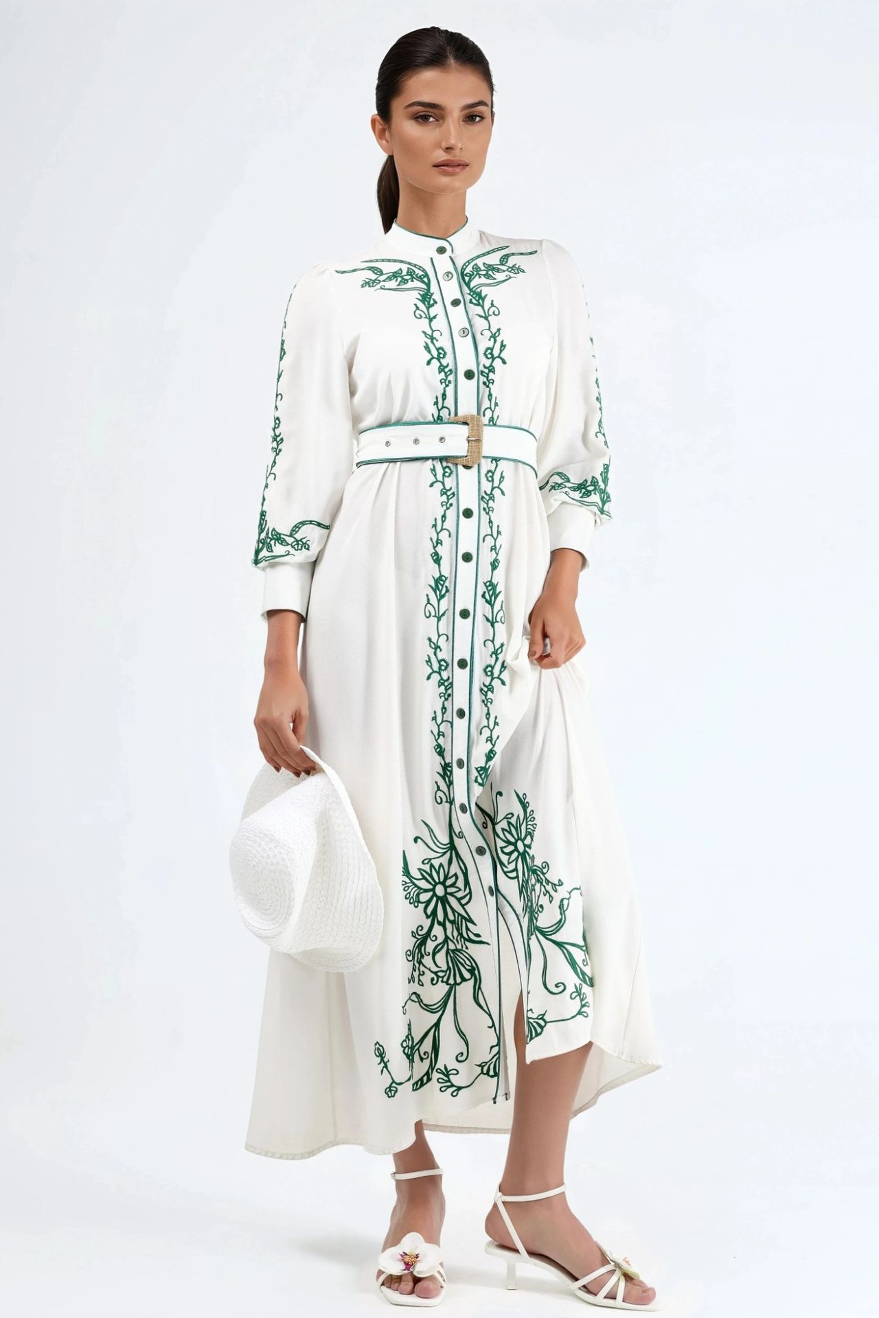 MSN Floral Belted Midi Shirt Dress 1