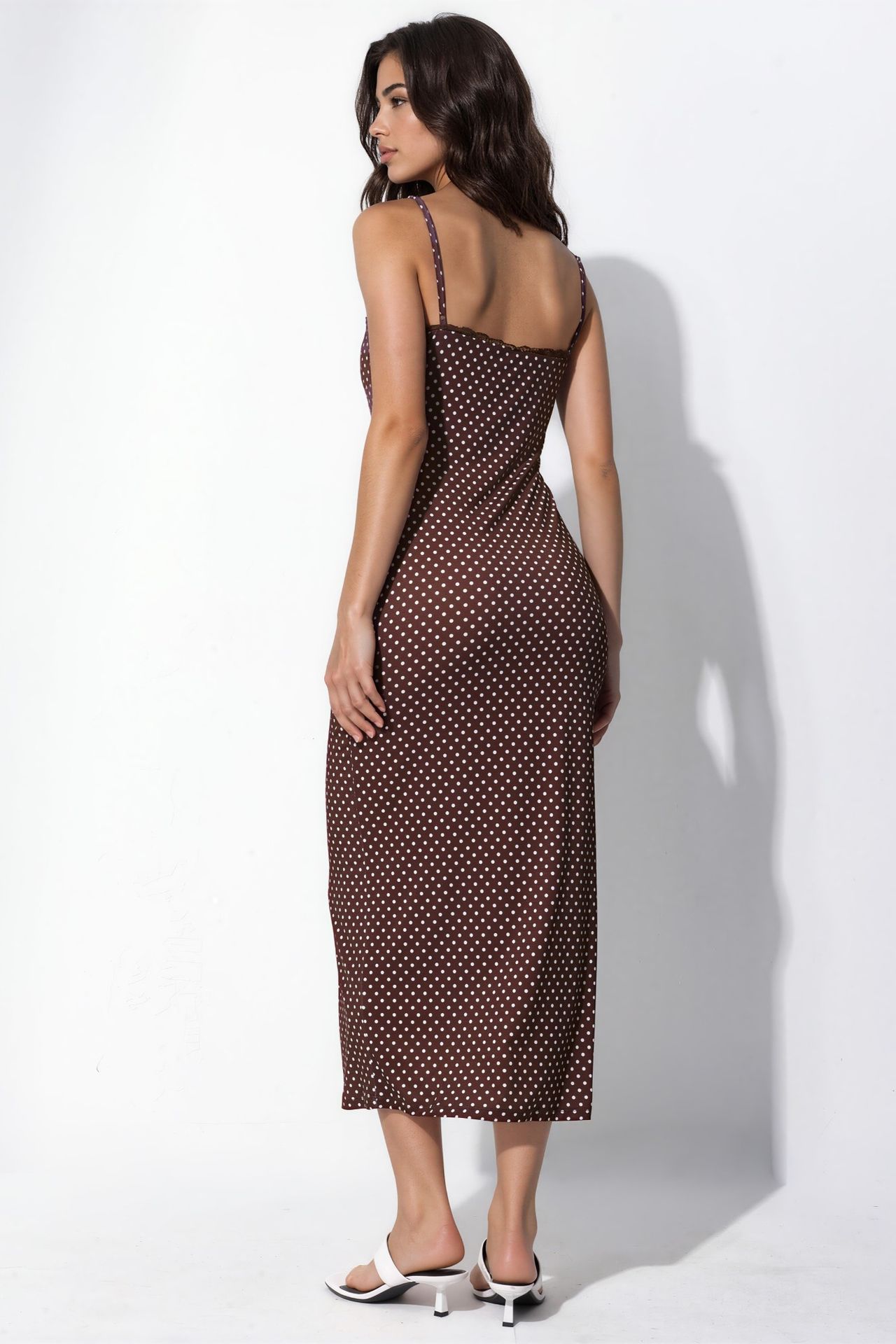 Lace Detailed Polka Dot Sandy Midi Dress 3