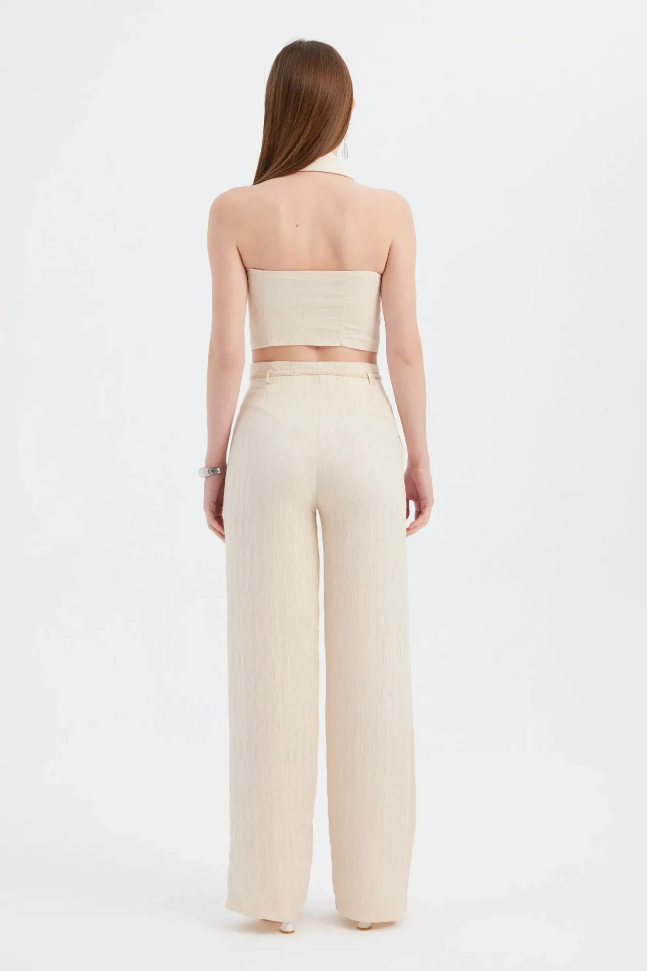 Woven Straight Leg Trousers with Belt Detail