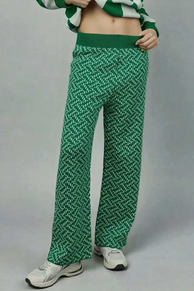 MY FASHION Patterned Pull-On Knit Pants with Elastic Waist