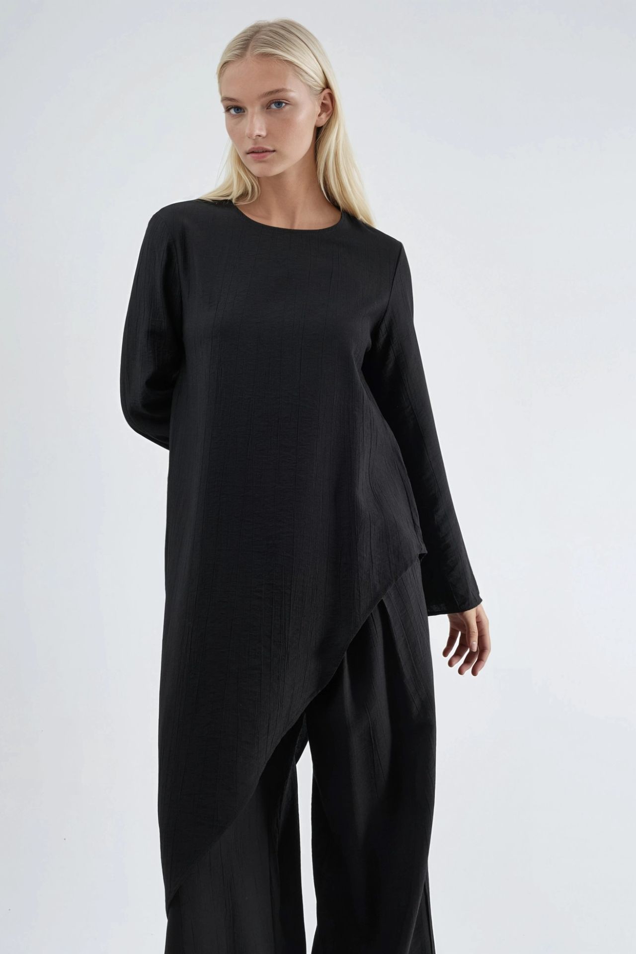 BUSEM Textured Long Sleeve Tunic Blouse 1
