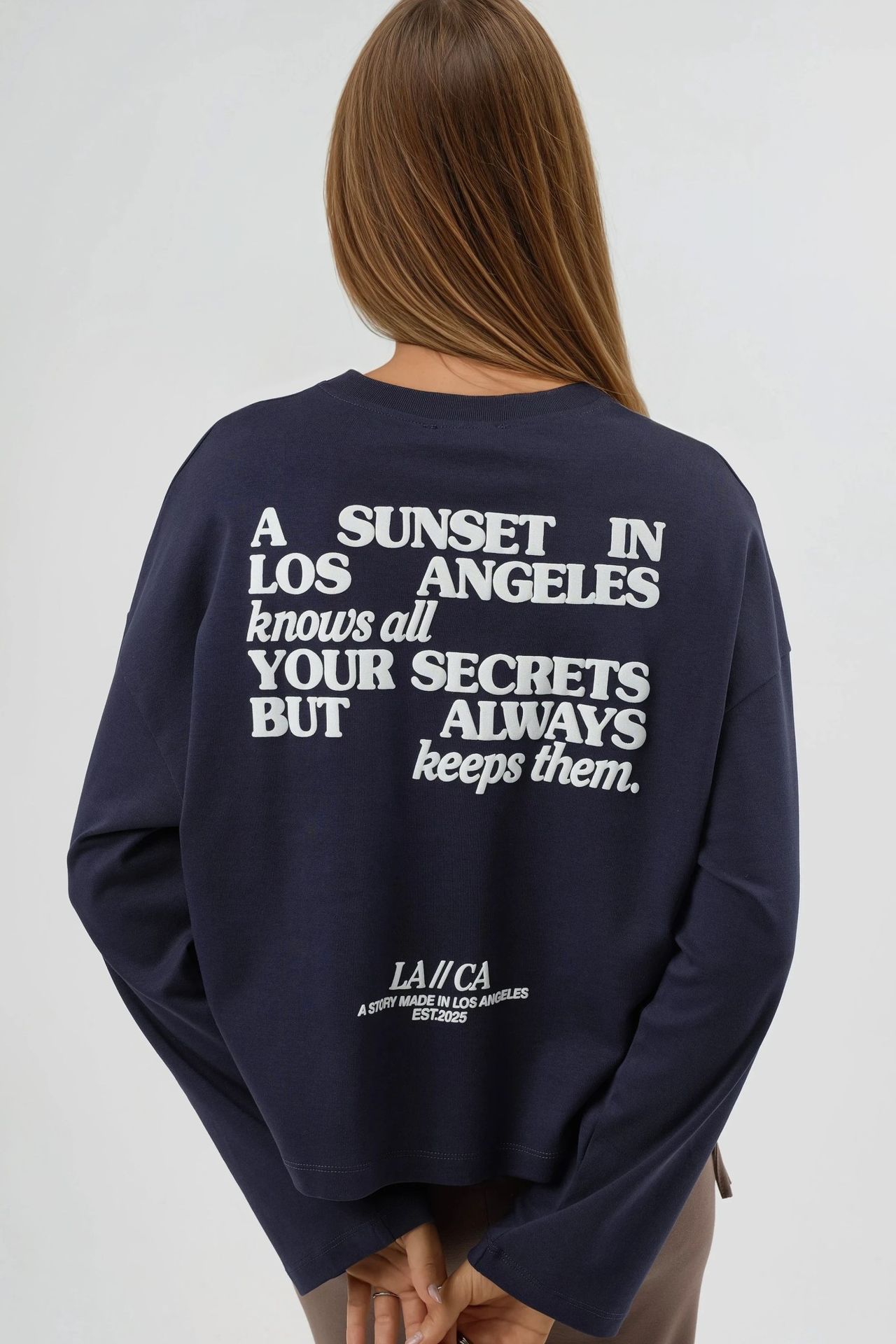 BUSEM Relaxed Fit Long Sleeve Crew Neck Back Printed Top 5