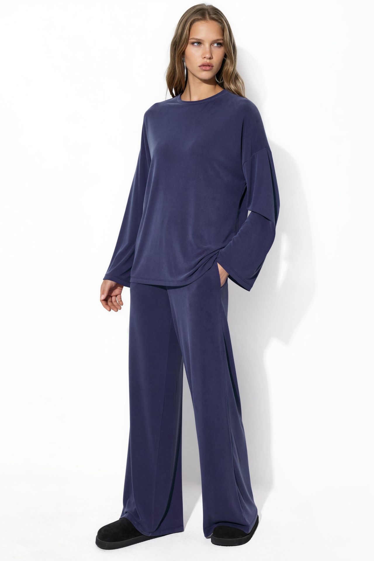 BUSEM Elastic Waist Straight Leg Modal Pants 2