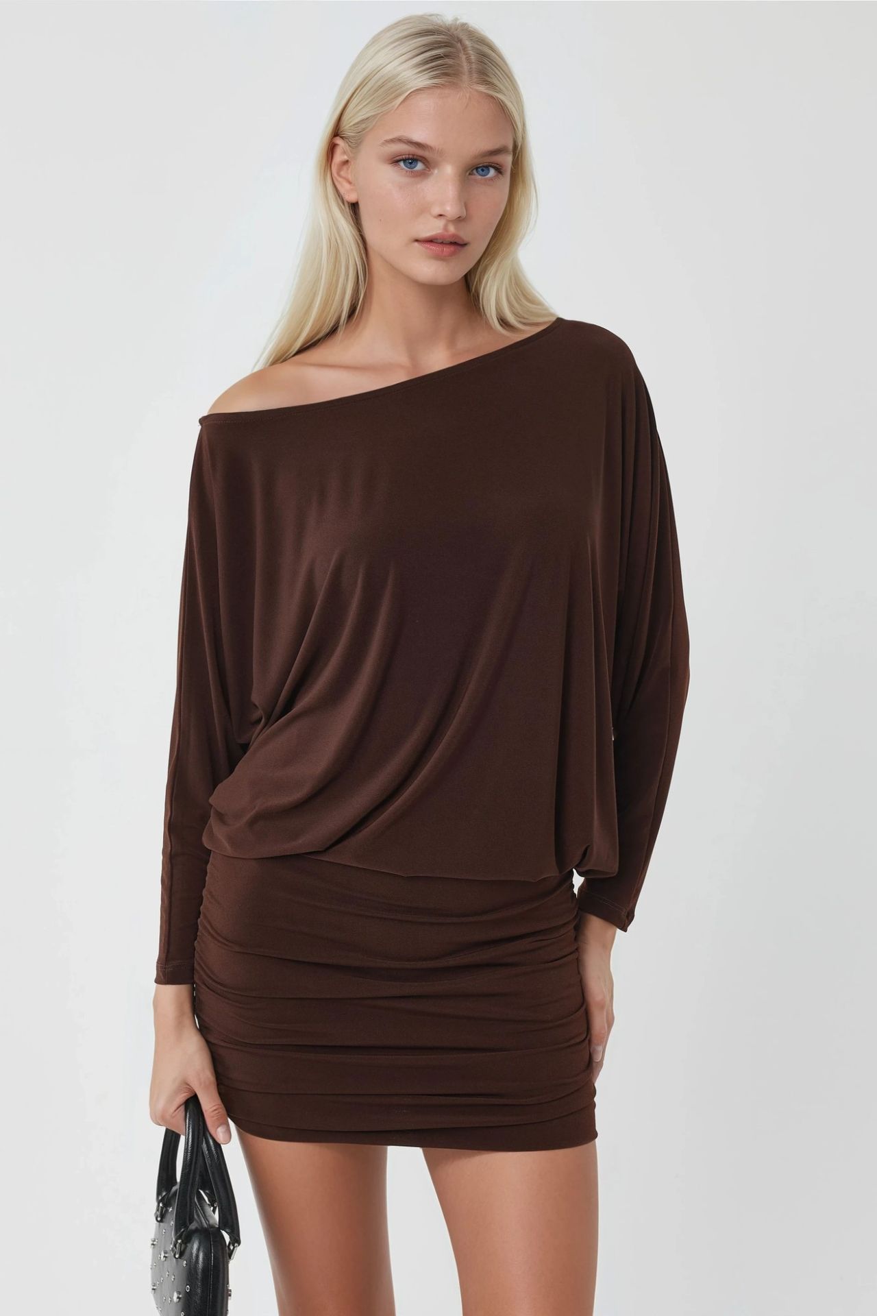 BUSEM Asymmetrical Collar Fitted Mini Dress 6