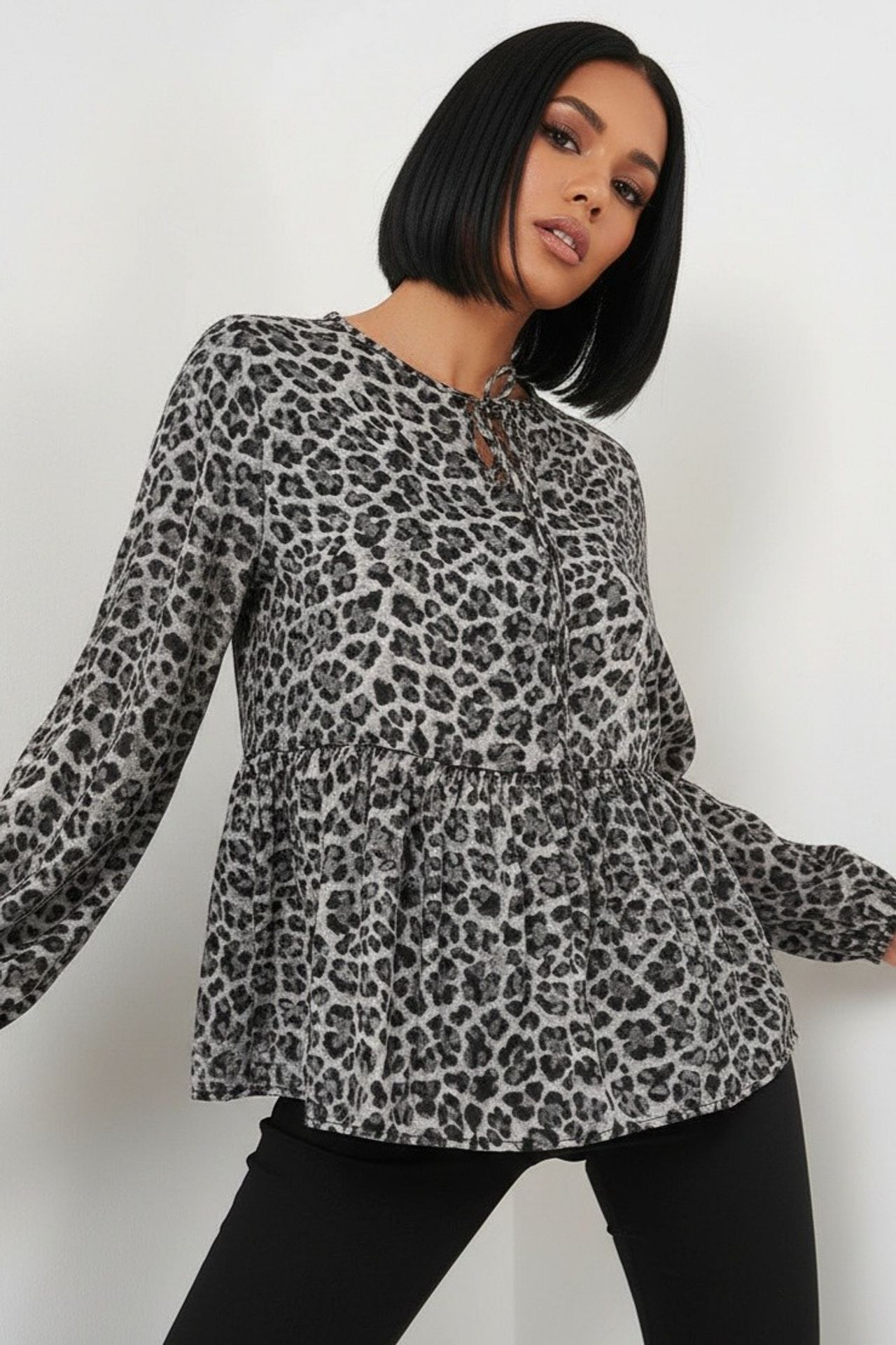 BDART Printed Siphon Long Sleeve Blouse with Binding Detail 2