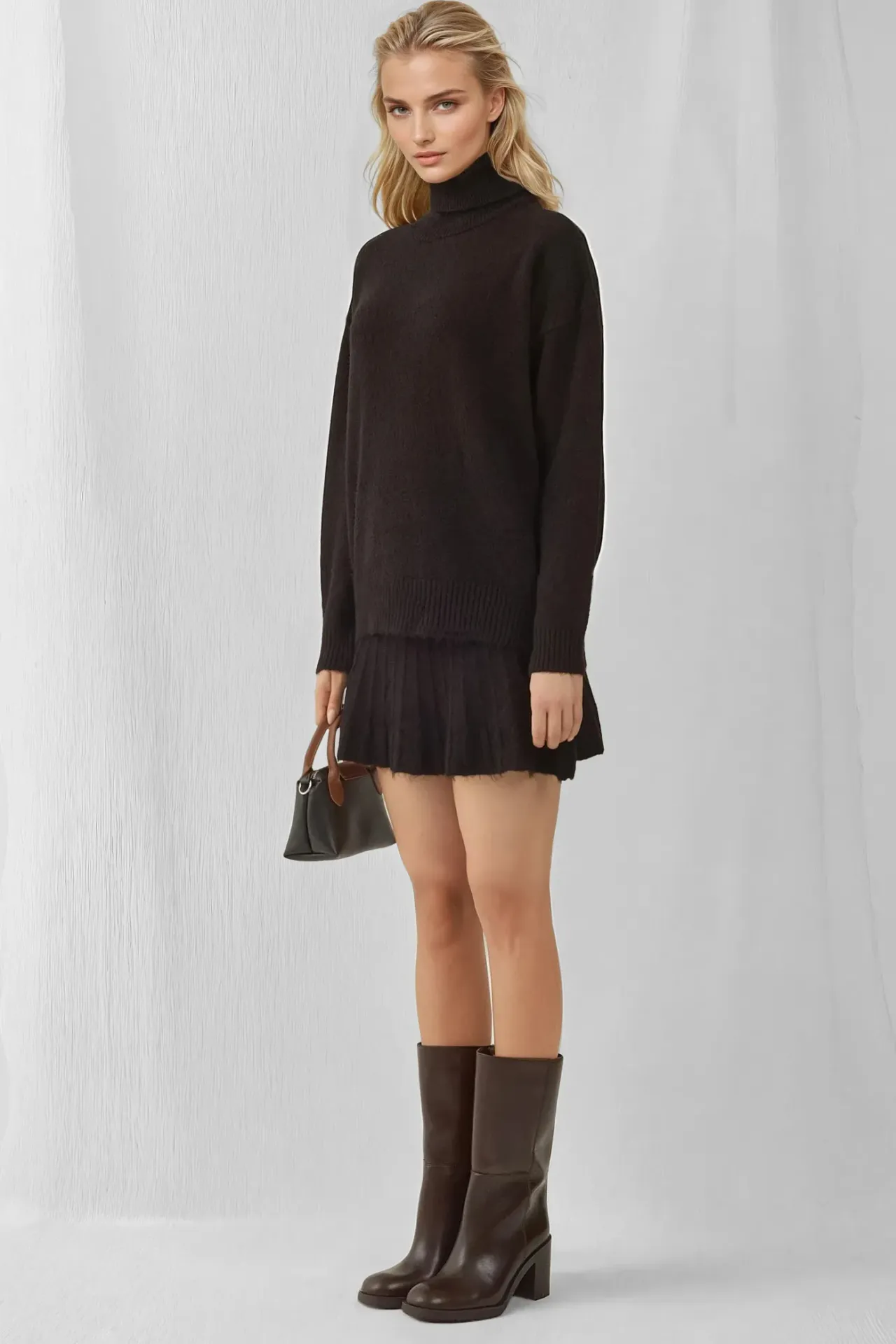 BDART Textured Oversized Turtleneck Knit Co-Ord Set 5