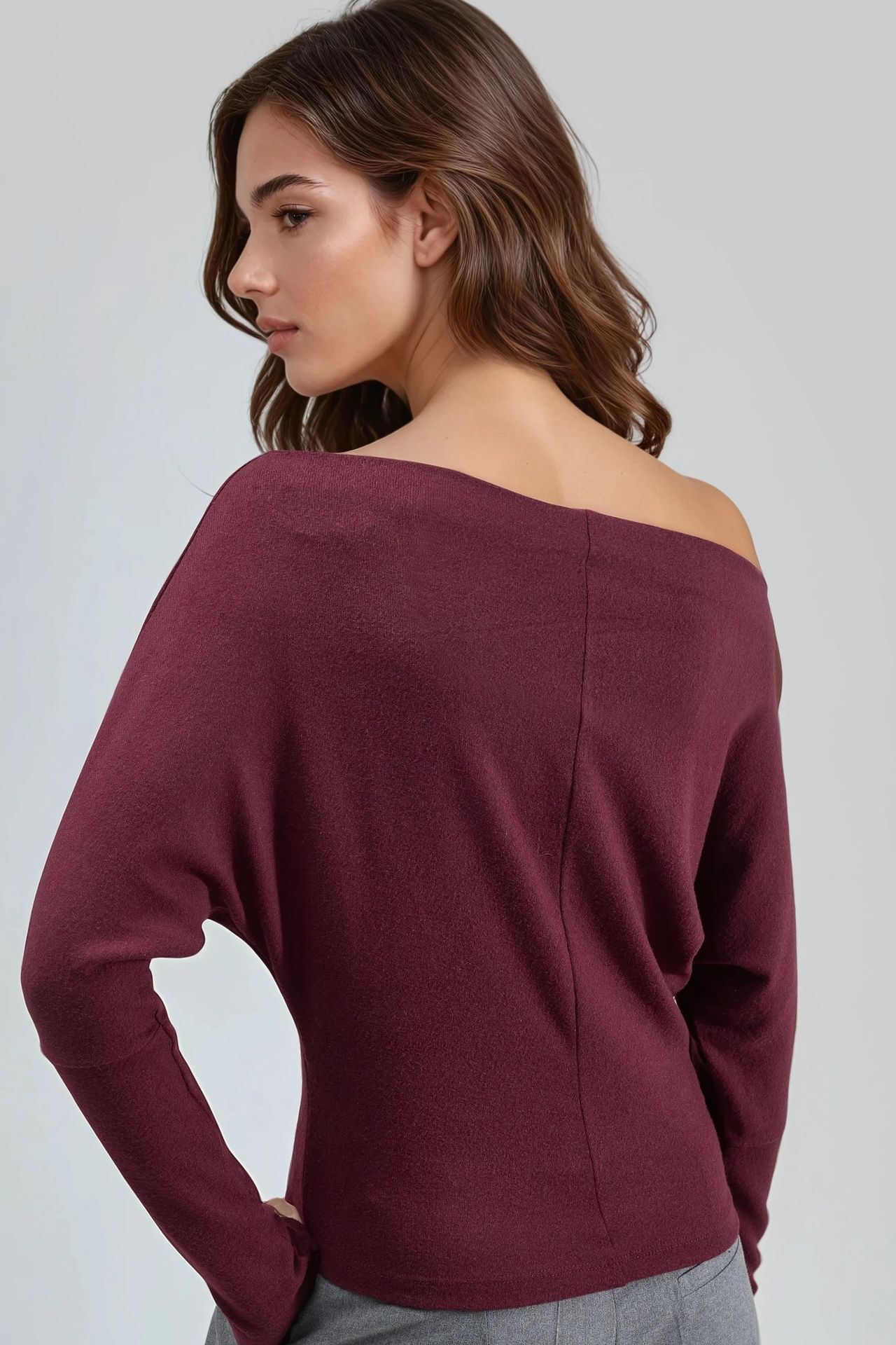 BUSEM Boat Neck Blouse with Stone Accessory 3