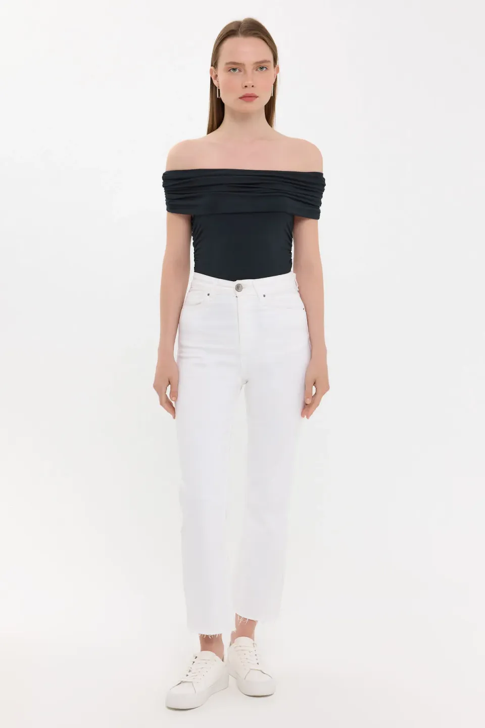 Off-Shoulder Ruched Bodycon Top