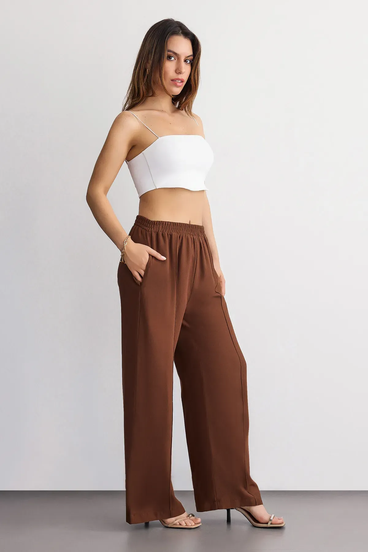 Wide-Leg High-Waist Cotton Trousers 2