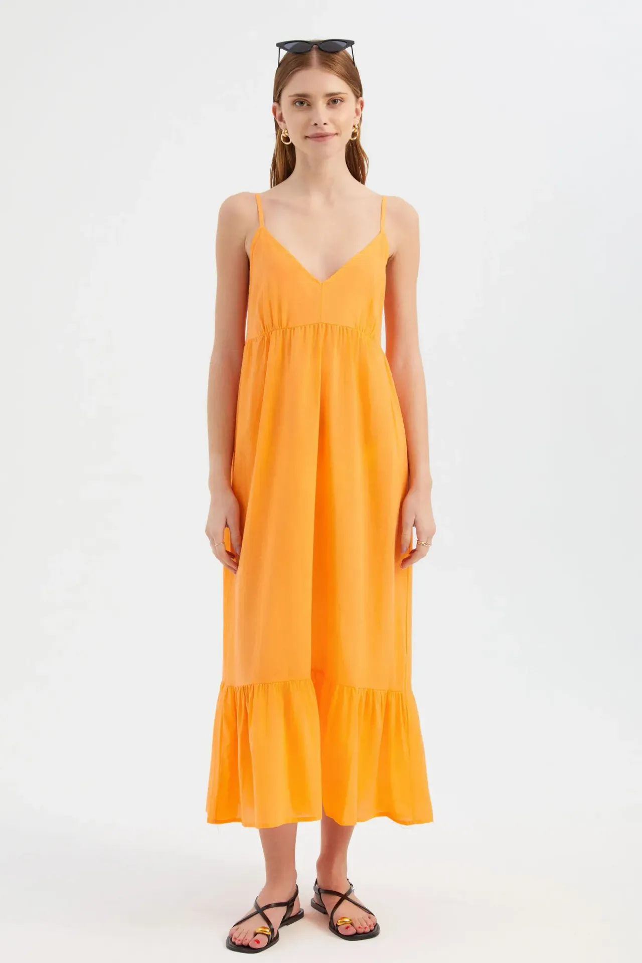 V Neck Spaghetti Strap Tiered Maxi Dress