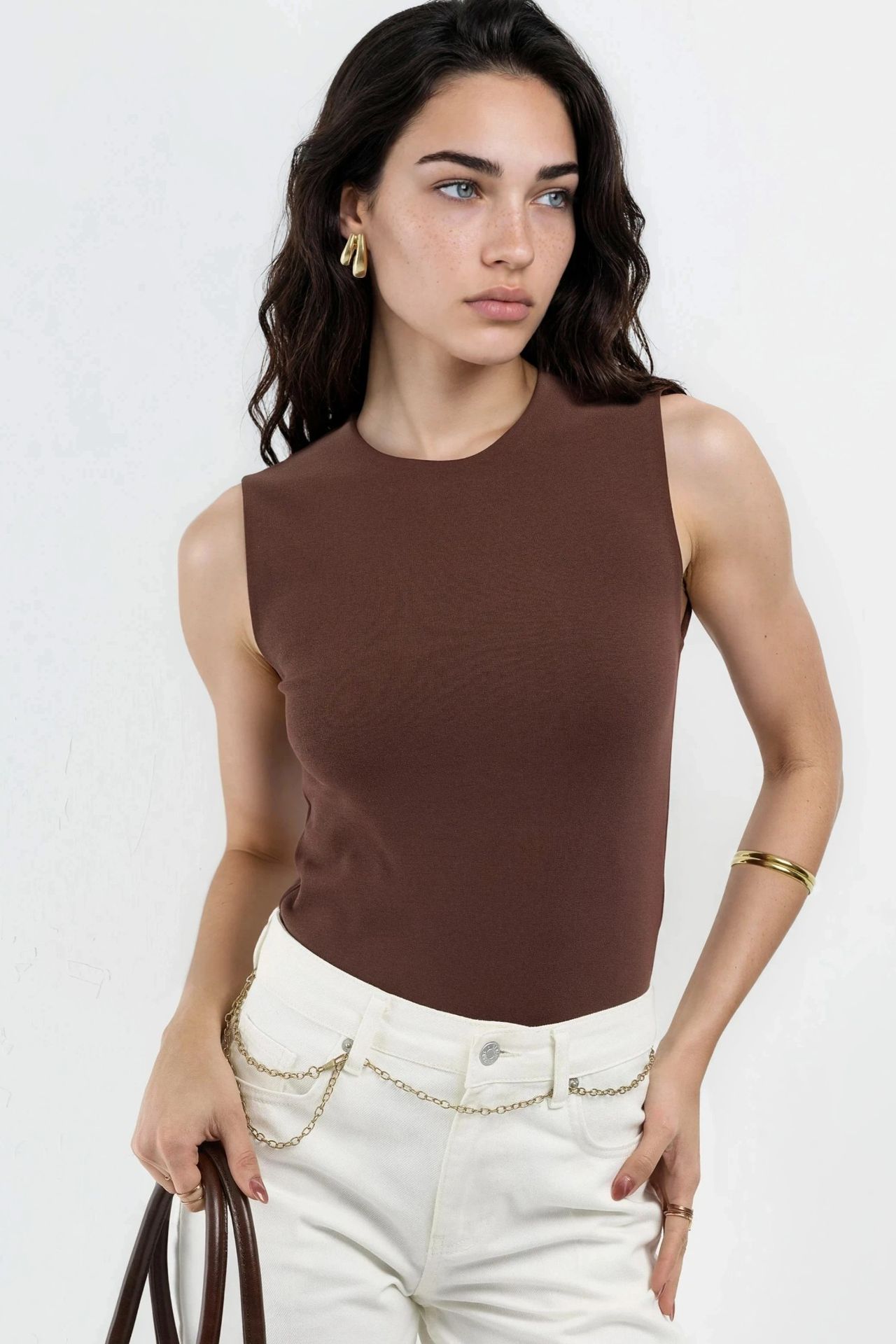 BUSEM Crew Neck Sleeveless Solid Top 1