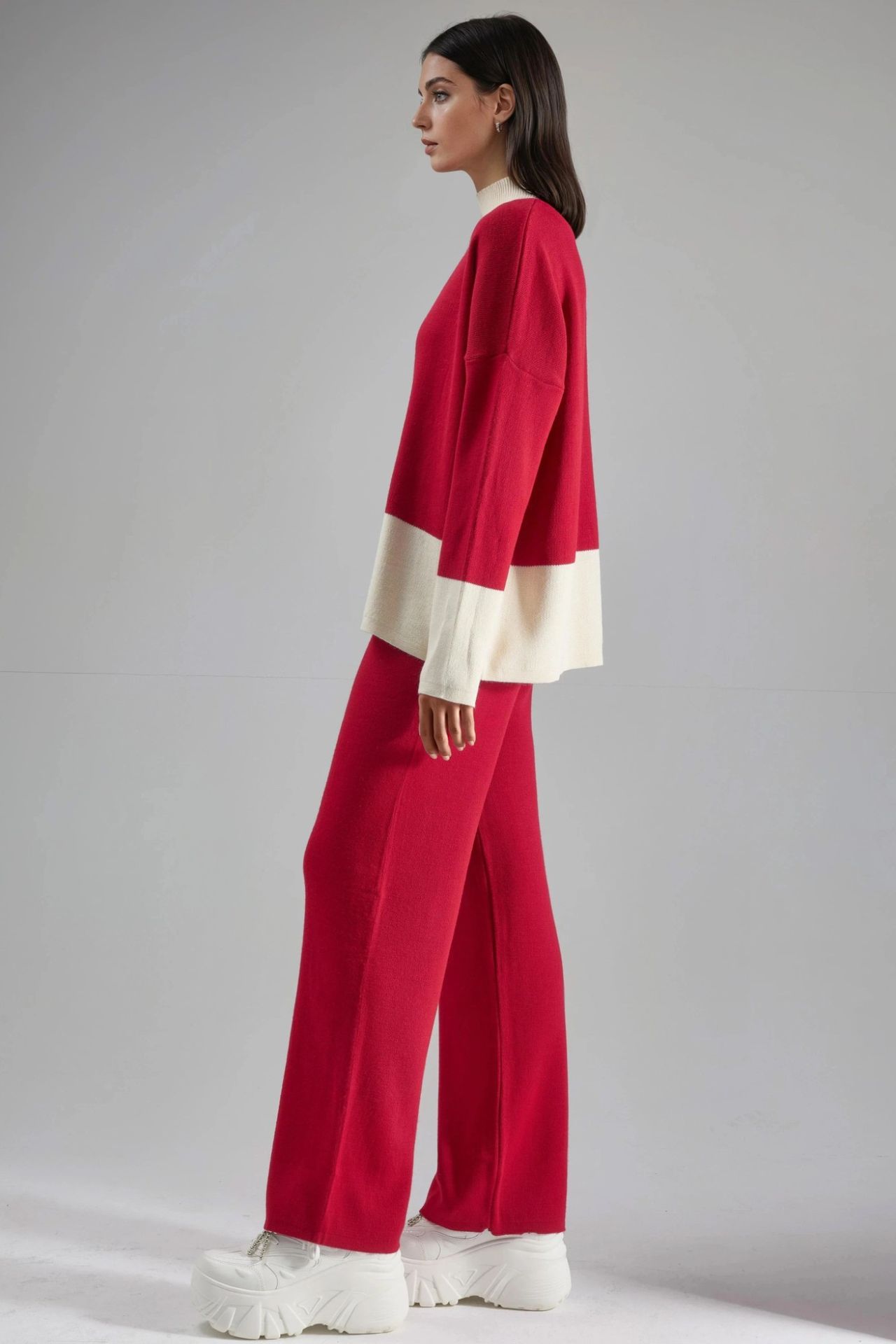 MY FASHION Ribbed Knit Co-Ord Set with Half Turtleneck 4