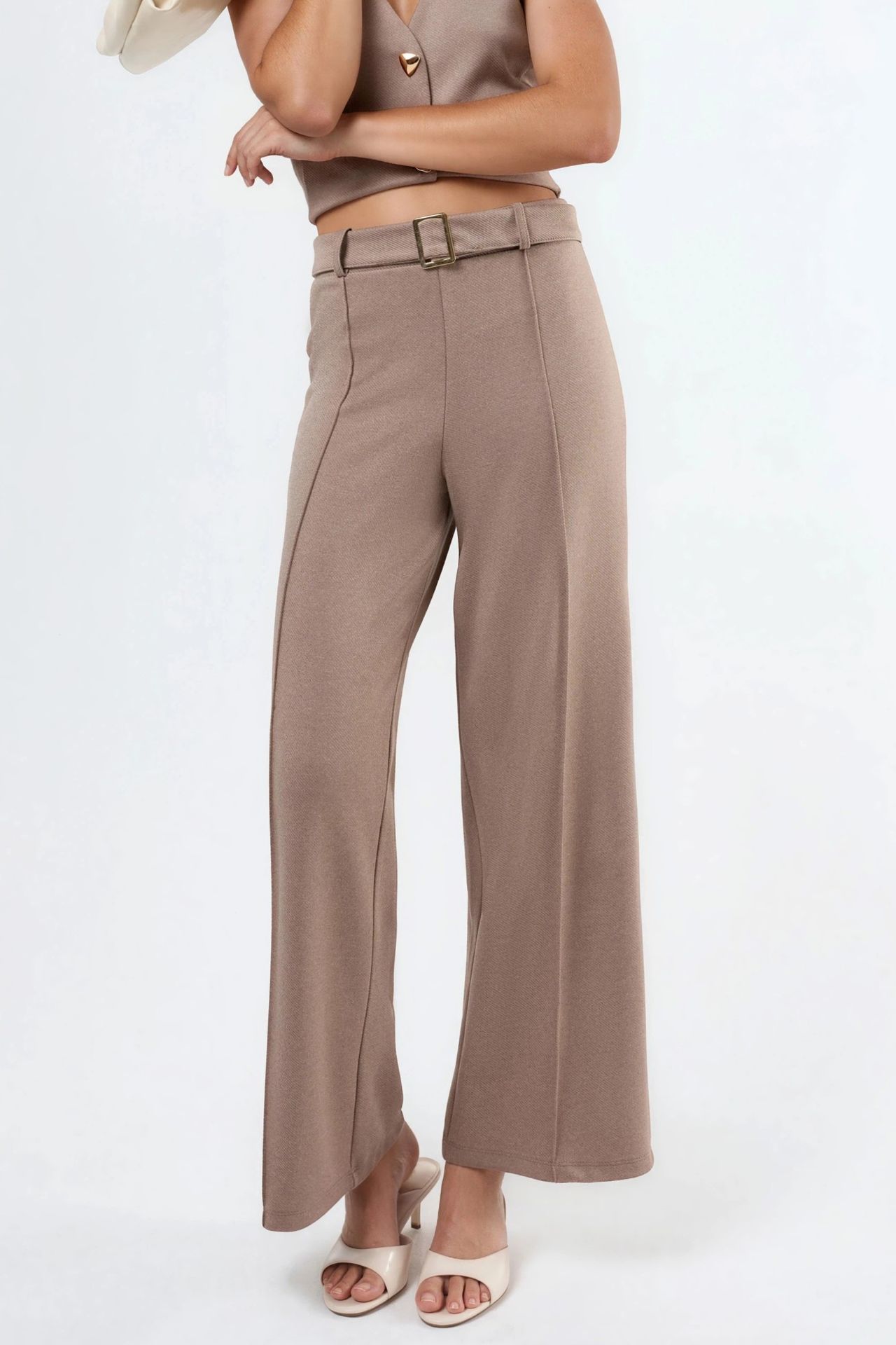 BUSEM High Waist Belted Straight Leg Pants 1