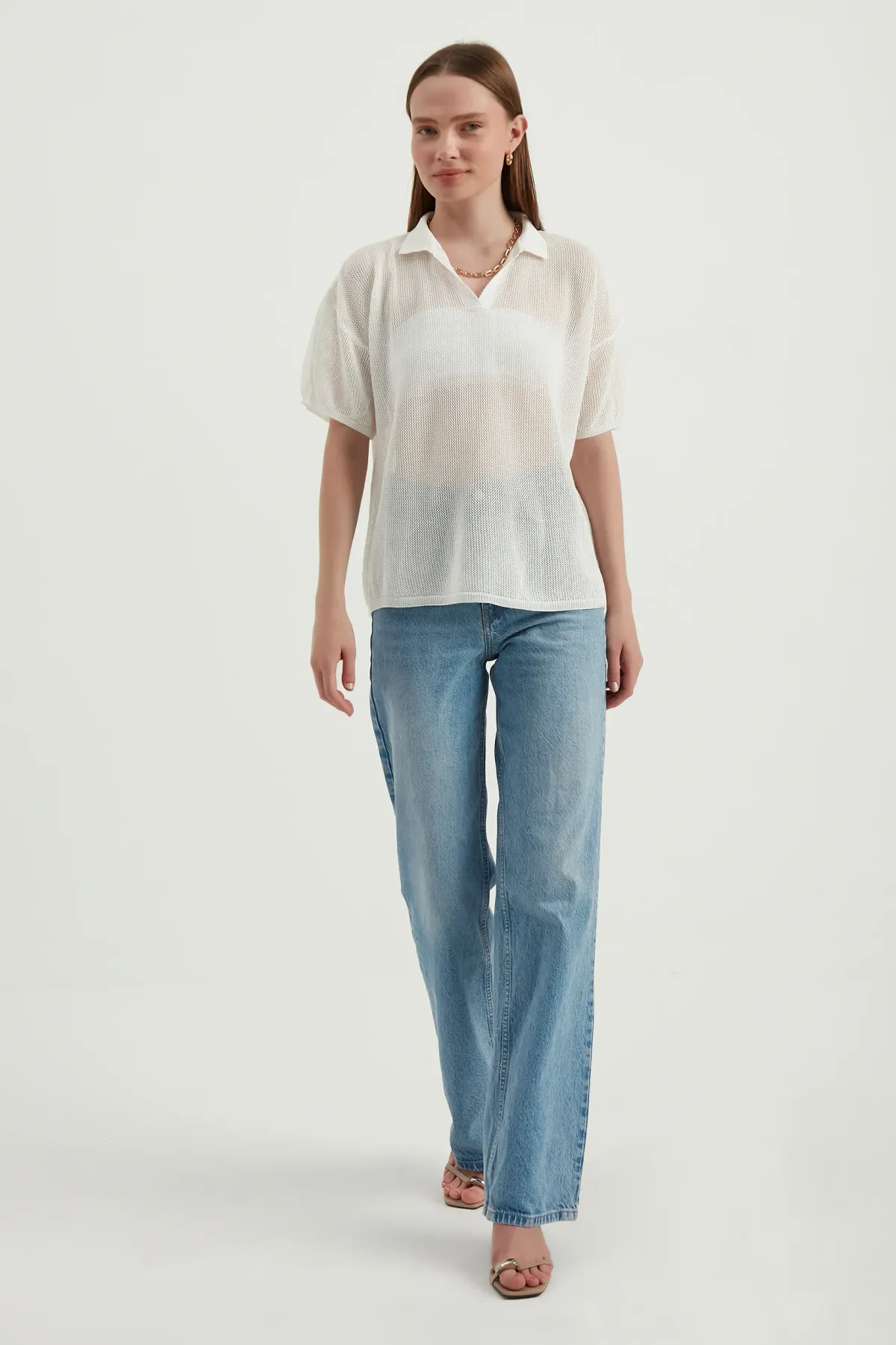 Polo Collar Mesh Textured Short Sleeve 3