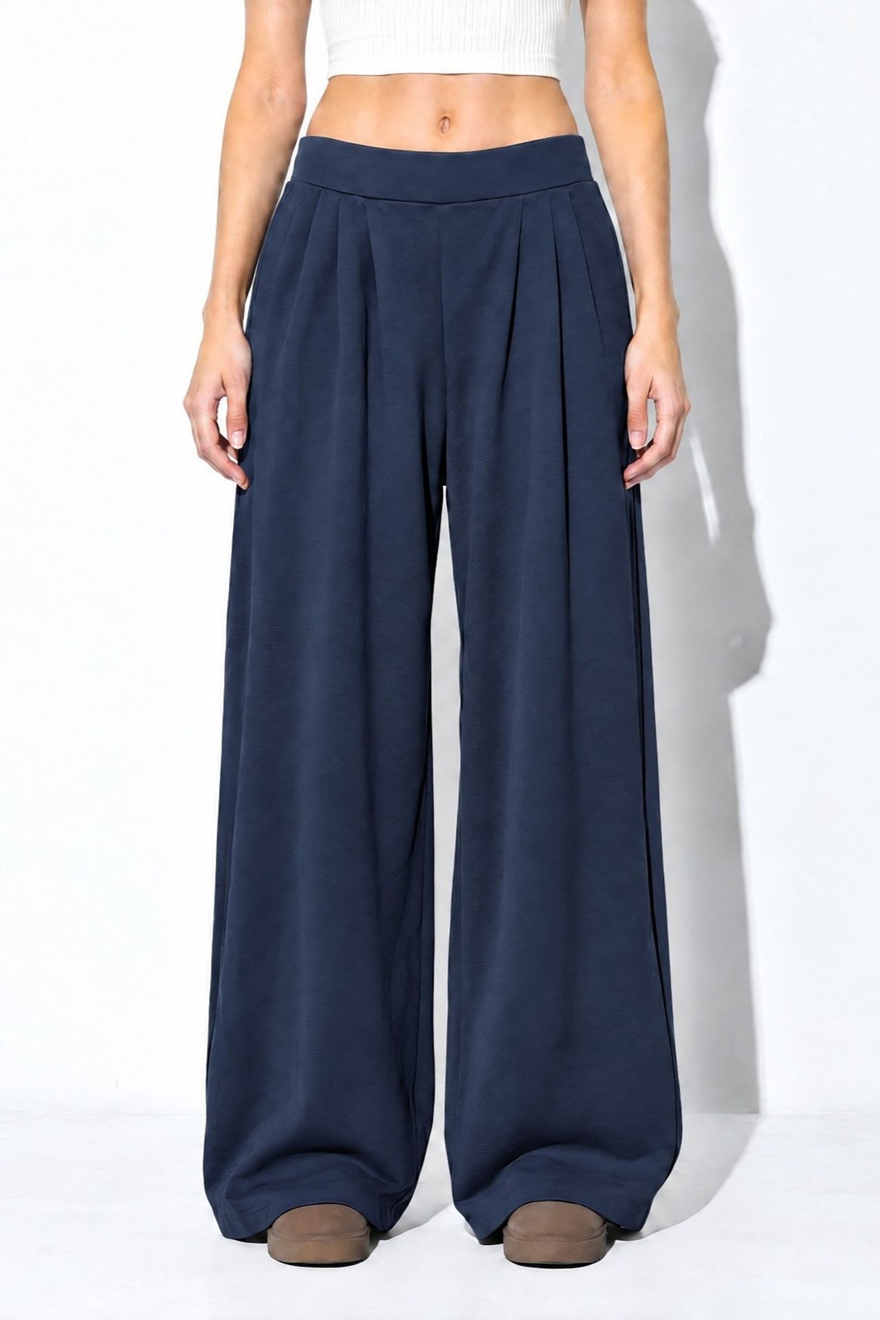 Modal Touch Pile Detaylı Geniş Paça Pantolon 5
