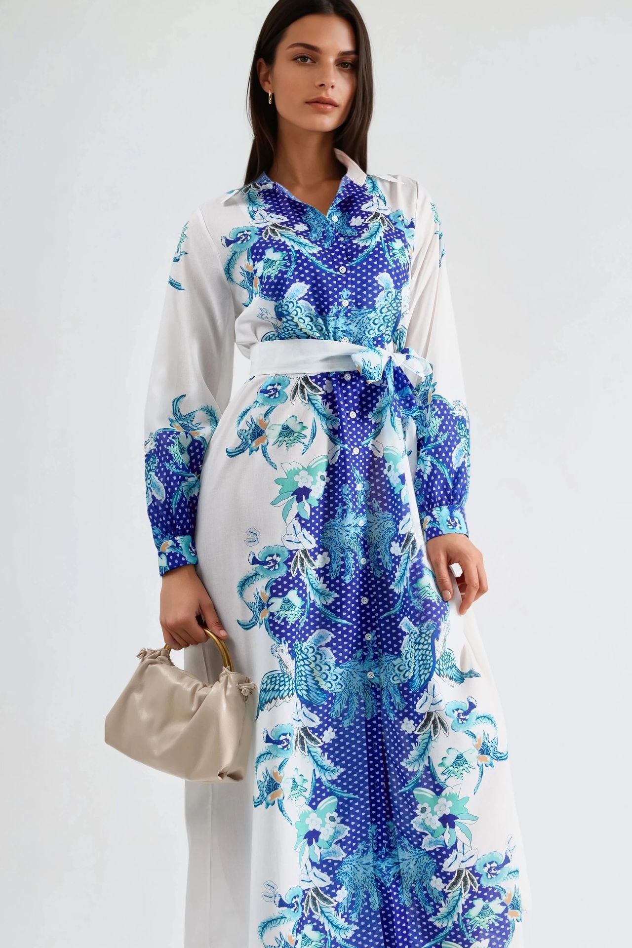 MSN Floral Belted Midi Dress 1