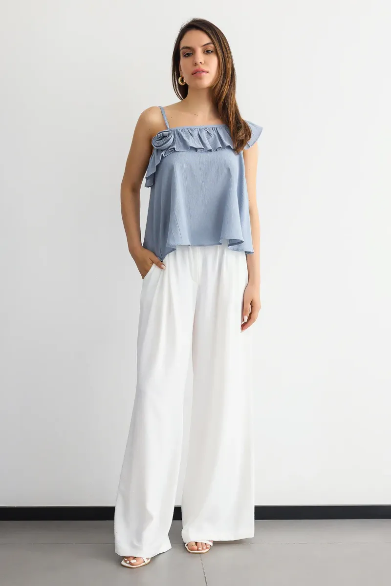 One-Shoulder Ruffled Blouse 2