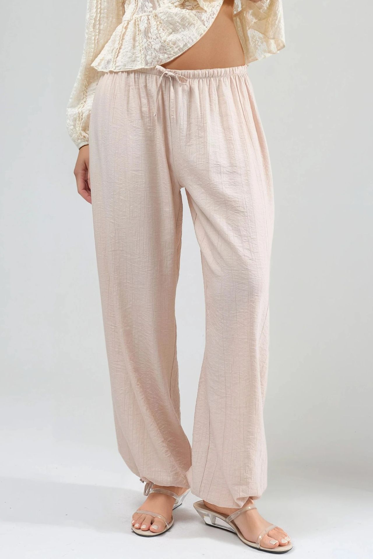 BUSEM Elastic Waist Pants with Tie Detail 1