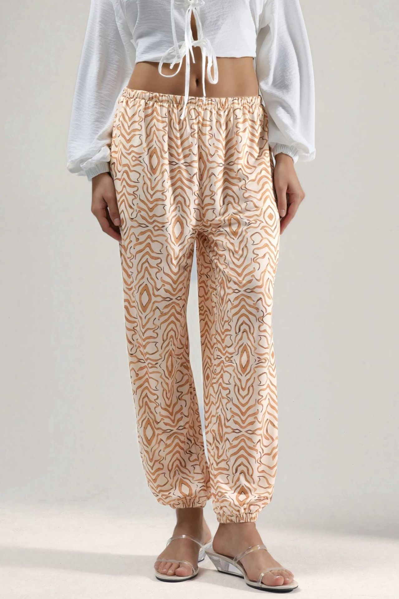Zebra Print Low Waist Jogger Pants 1