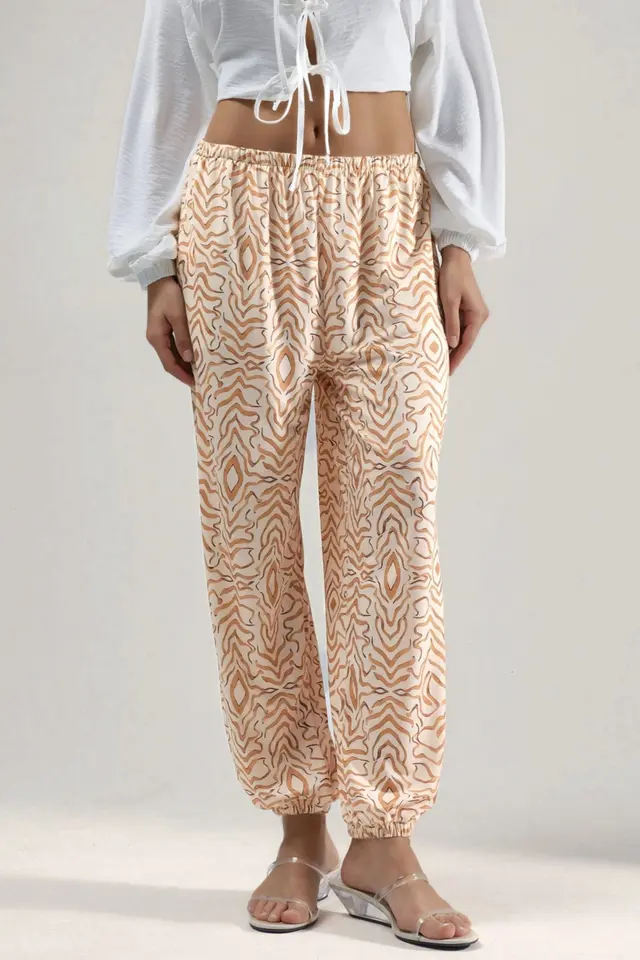 Zebra Print Low Waist Jogger Pants